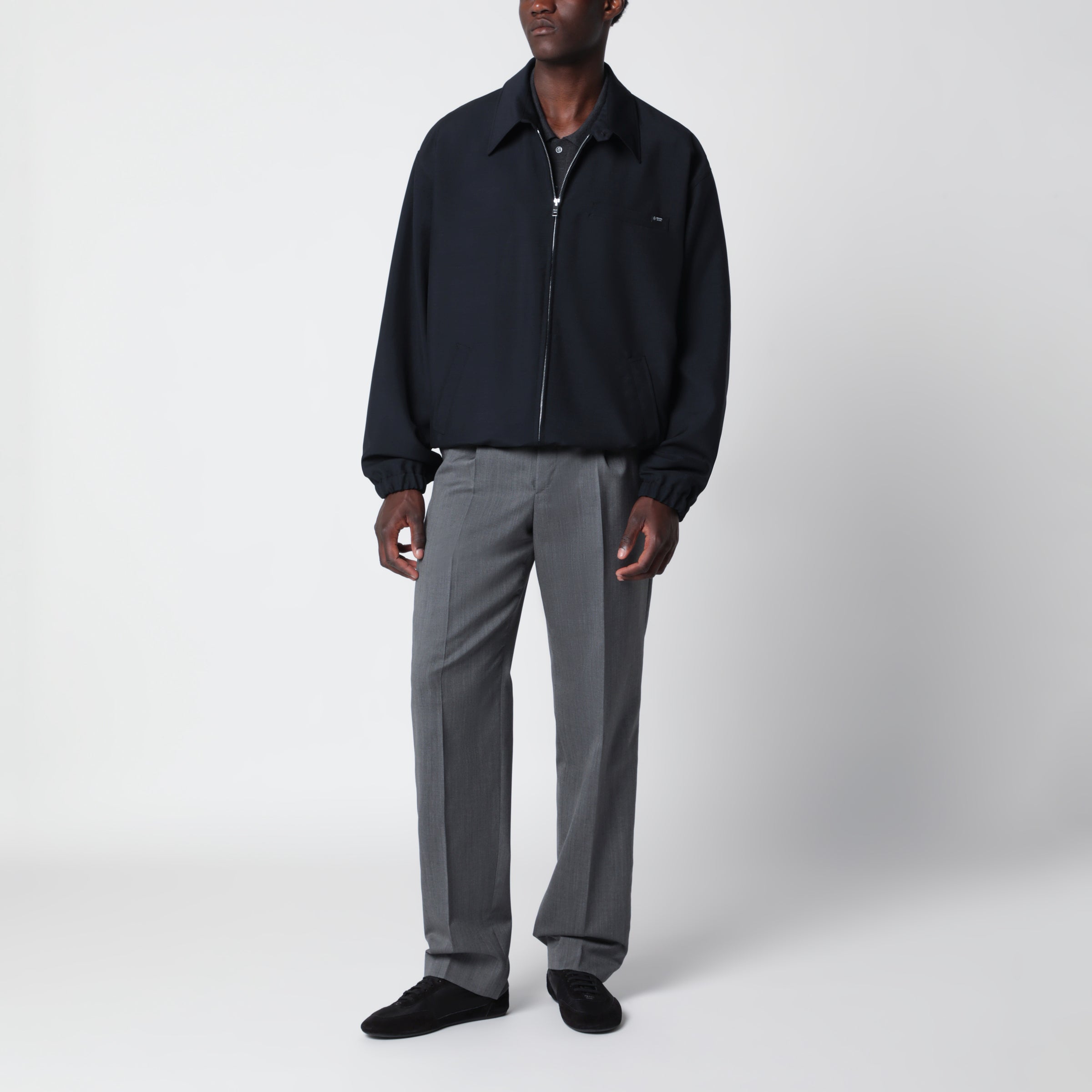 Prada Blue blouson in wool and mohair blend | TheDoubleF