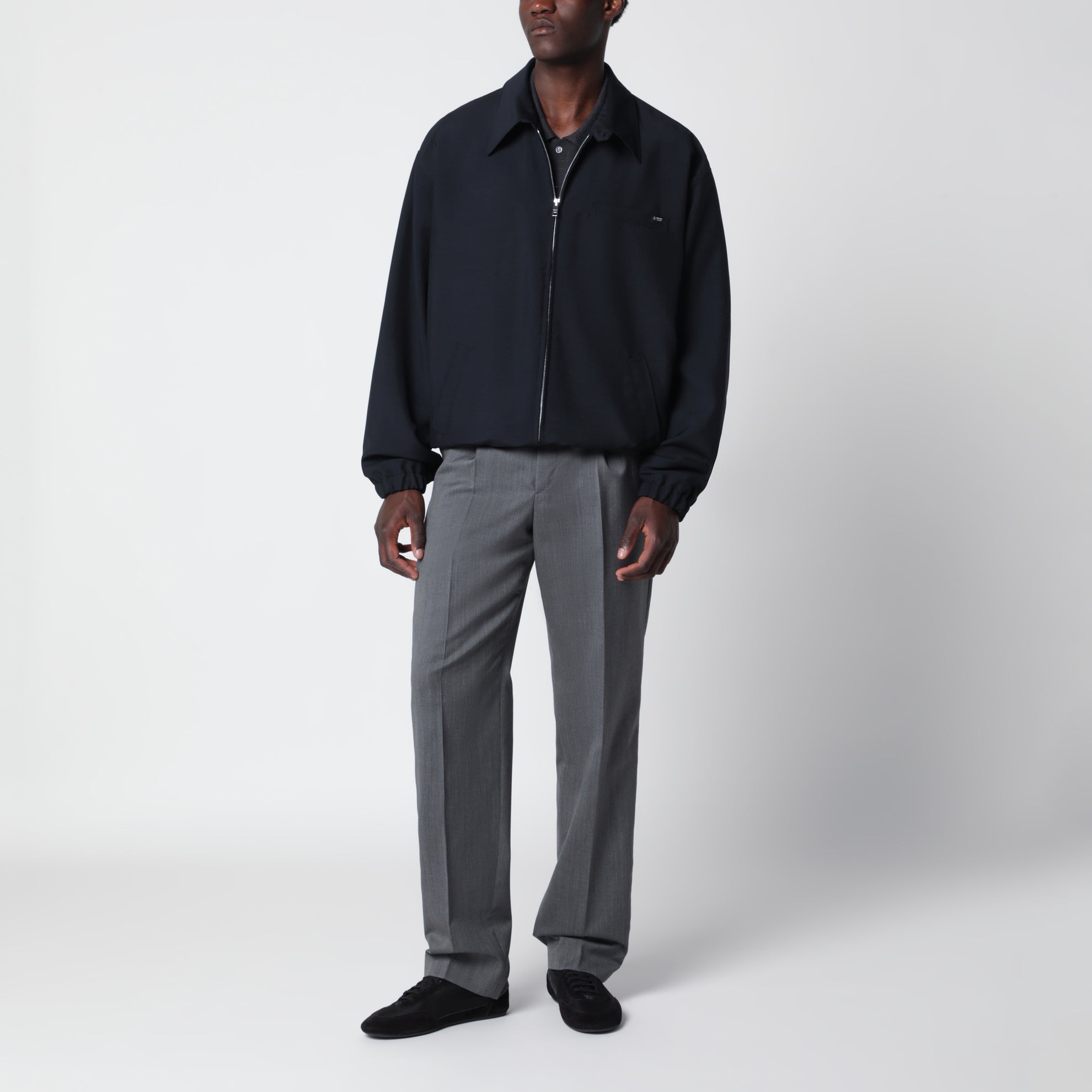 Blauer Blouson aus Woll- und Mohairmischgewebe