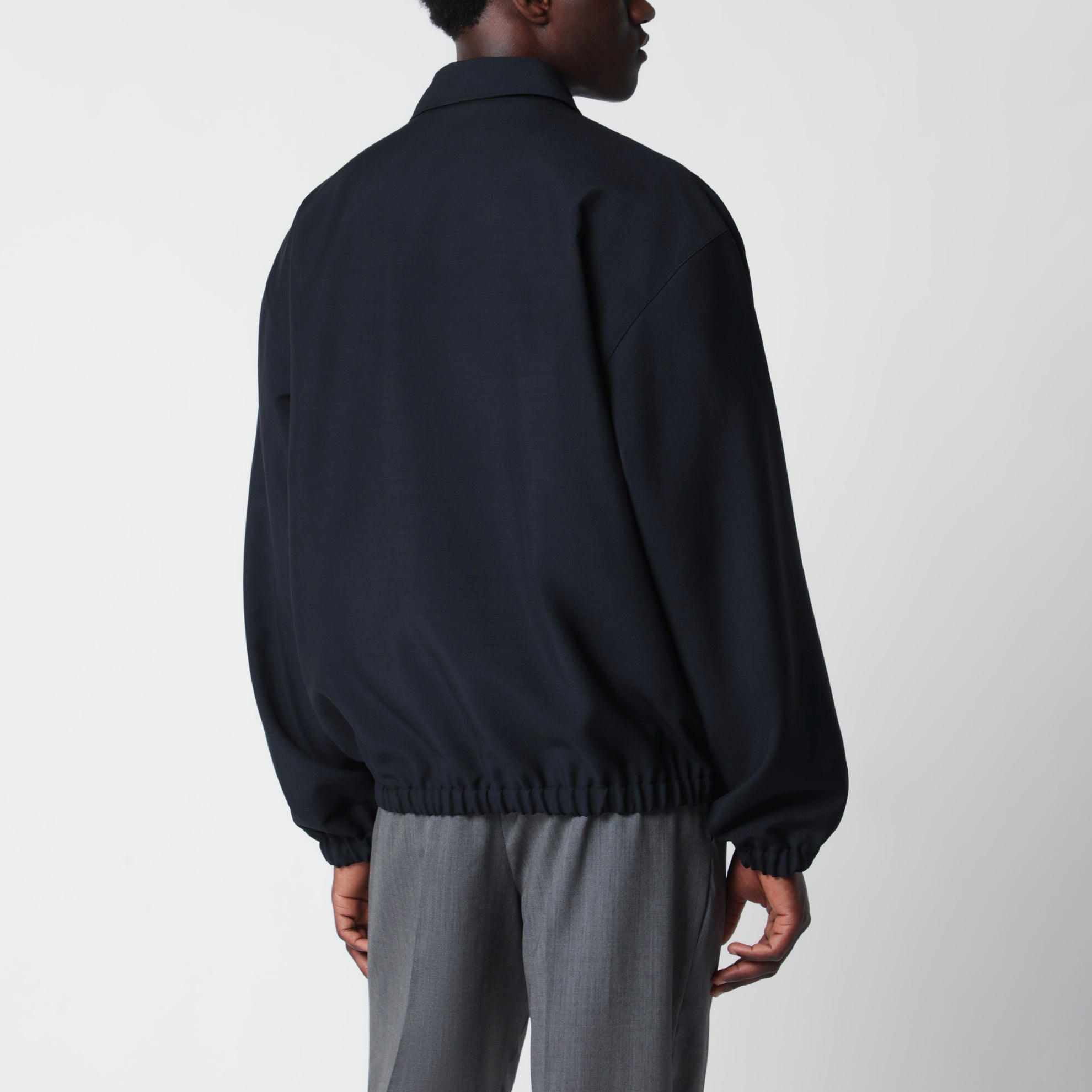 Blauer Blouson aus Woll- und Mohairmischgewebe