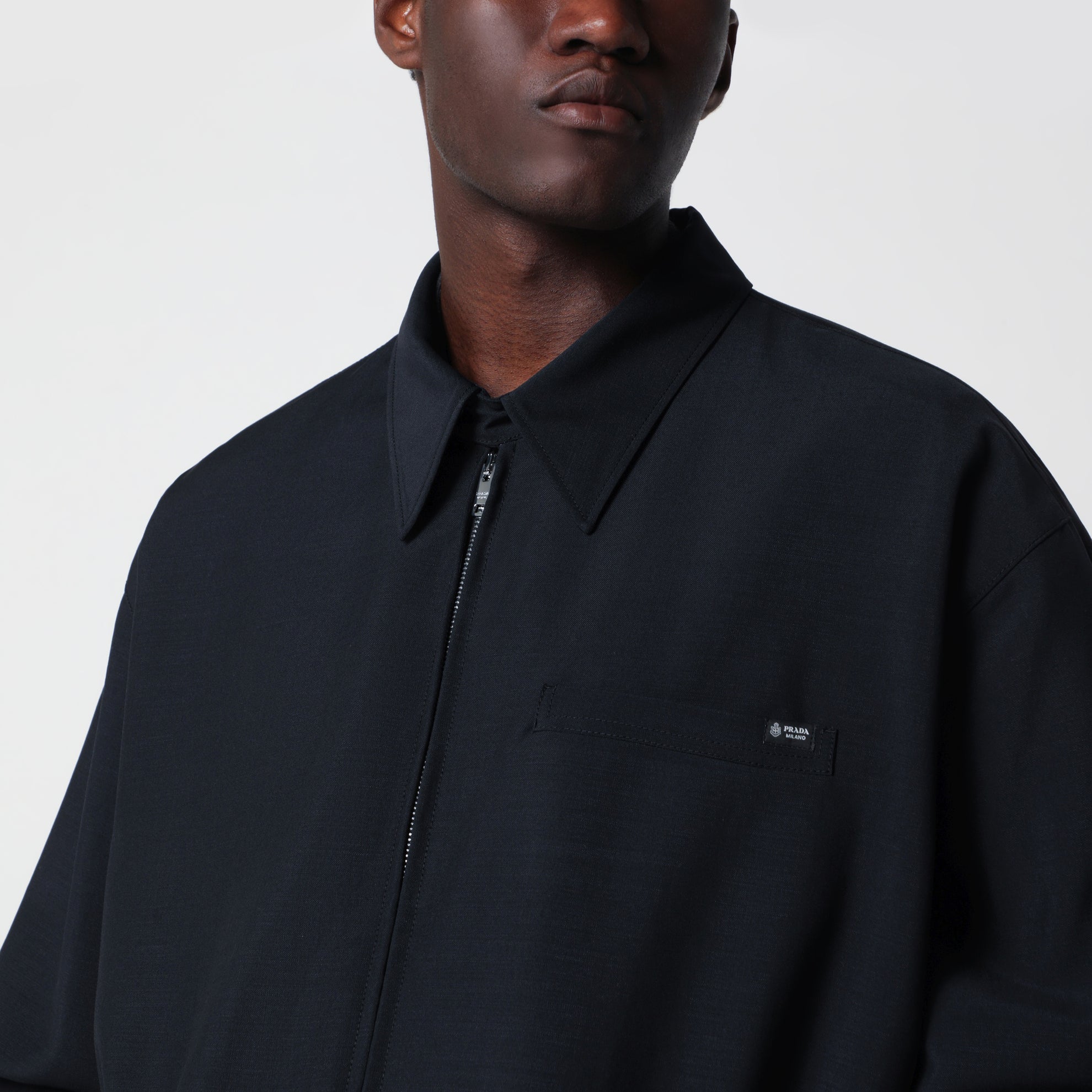 Blauer Blouson aus Woll- und Mohairmischgewebe