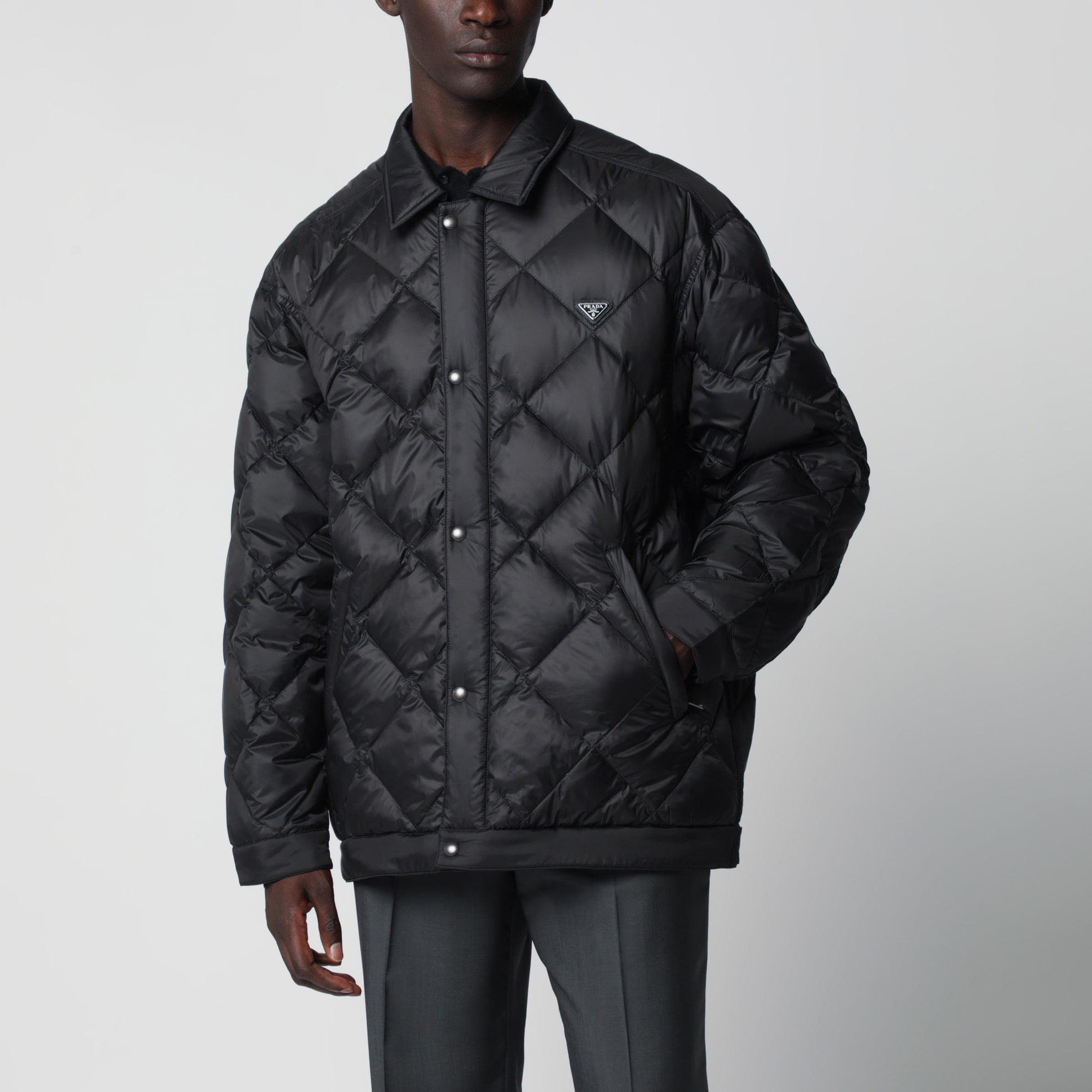 Black quilted Re-Nylon jacket