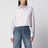 Camicia cropped blu e arancione in cotone