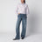 Camicia cropped blu e arancione in cotone