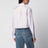 Camicia cropped blu e arancione in cotone