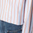 Camicia cropped blu e arancione in cotone