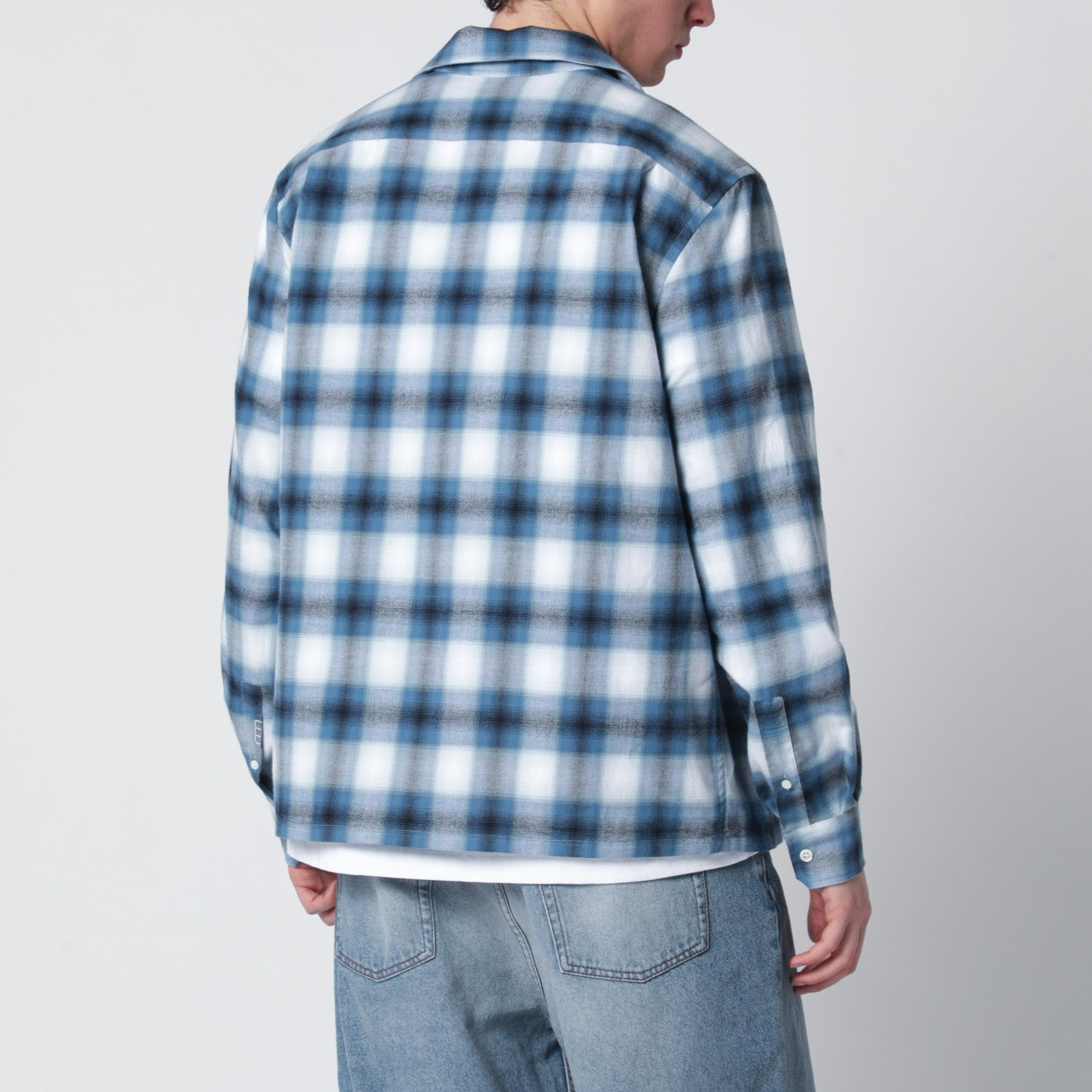 Blue gradient check shirt