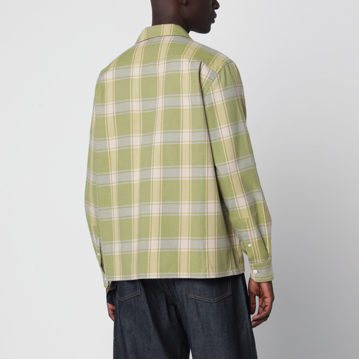 Camicia a quadri in flanella di cotone verde mela