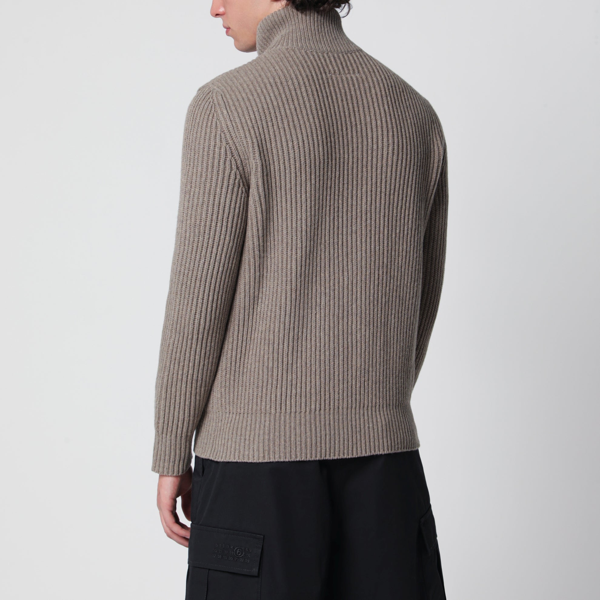 Beige mélange wool cardigan