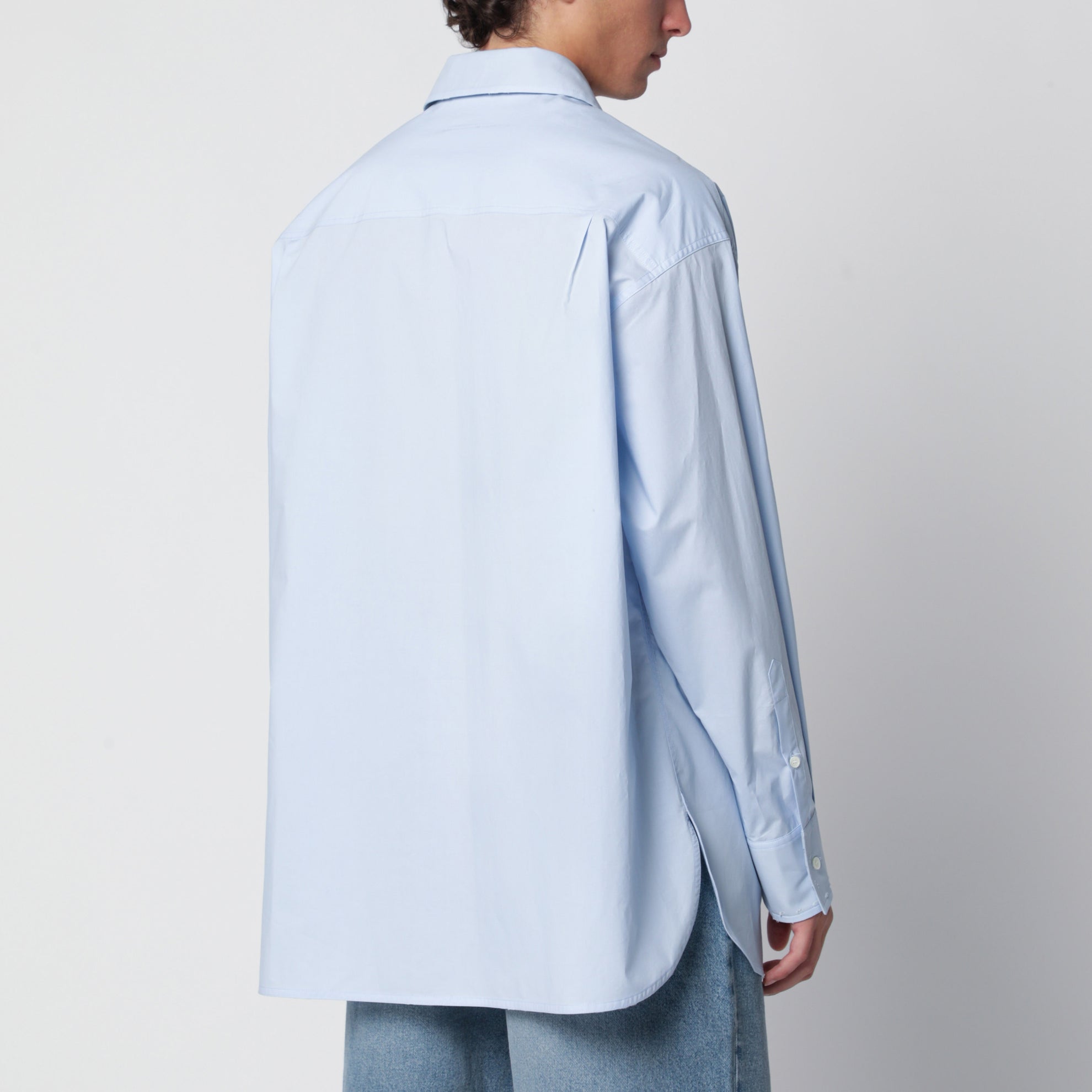 Chemise bleu clair en popeline de coton