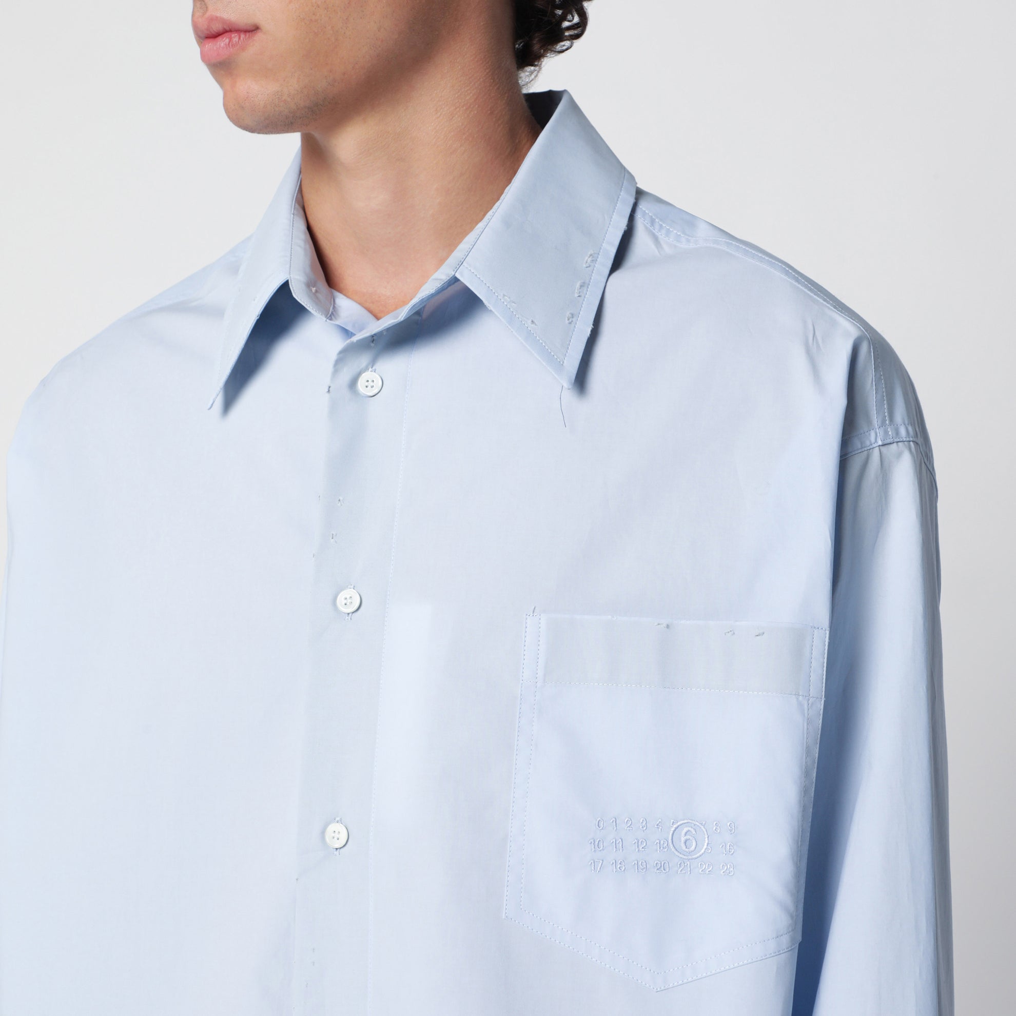 Chemise bleu clair en popeline de coton