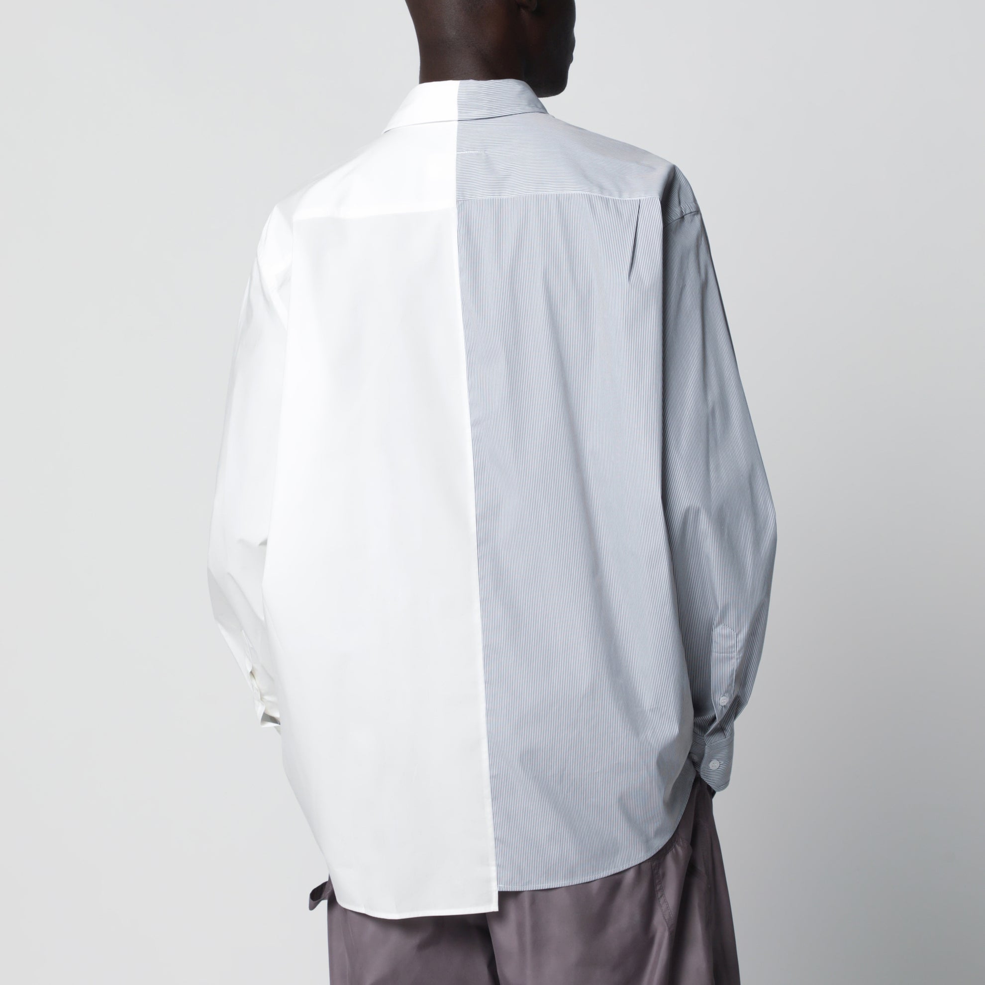 White/grey cotton poplin shirt