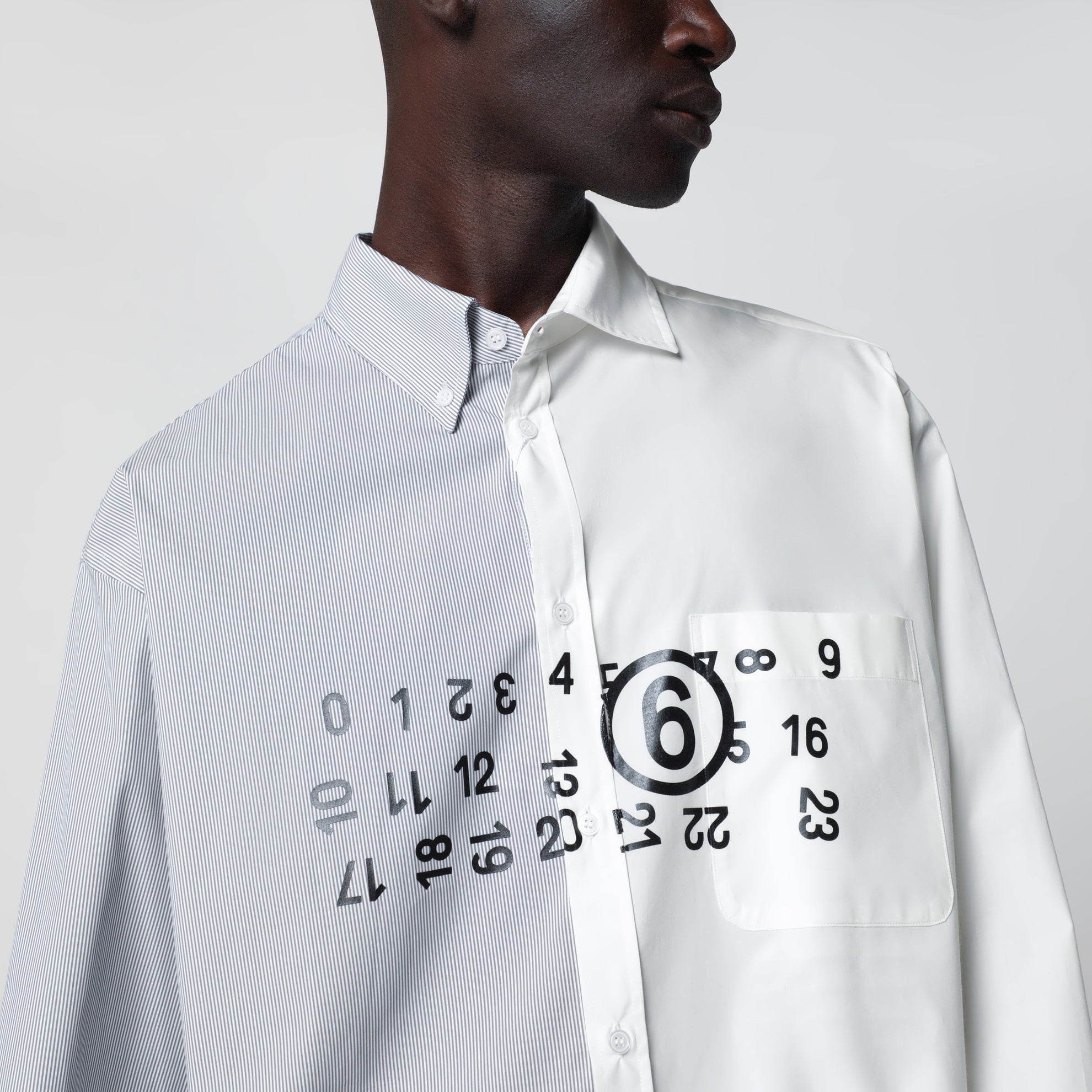 White/grey cotton poplin shirt