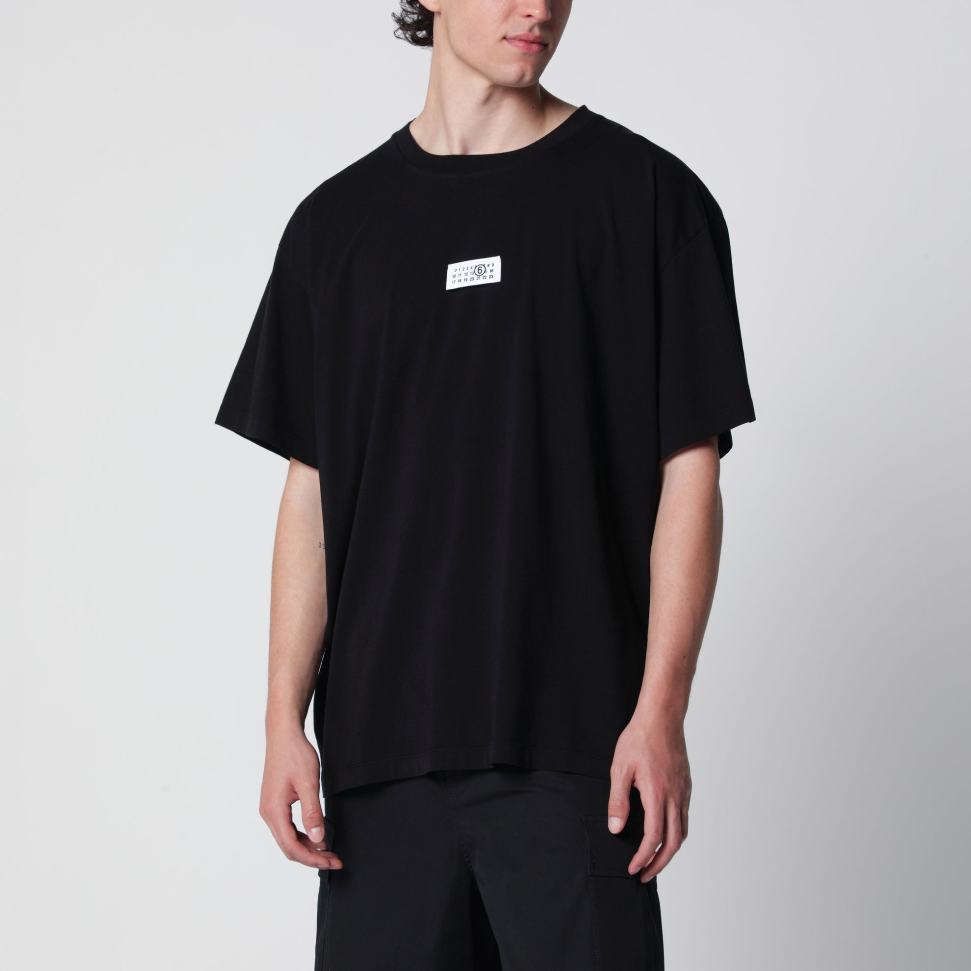 Schwarzes Baumwoll-T-Shirt mit Numeric-Logo