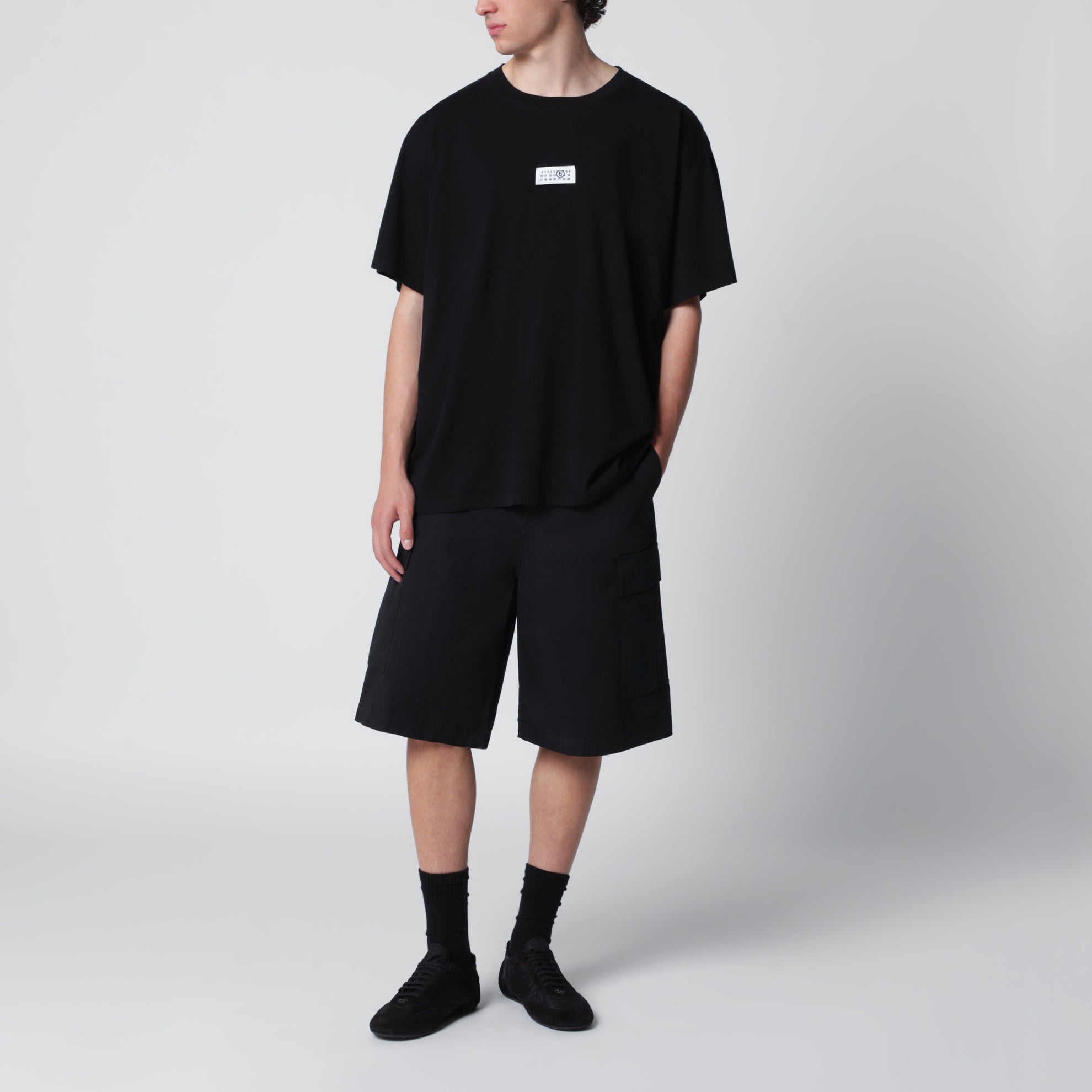 Schwarzes Baumwoll-T-Shirt mit Numeric-Logo