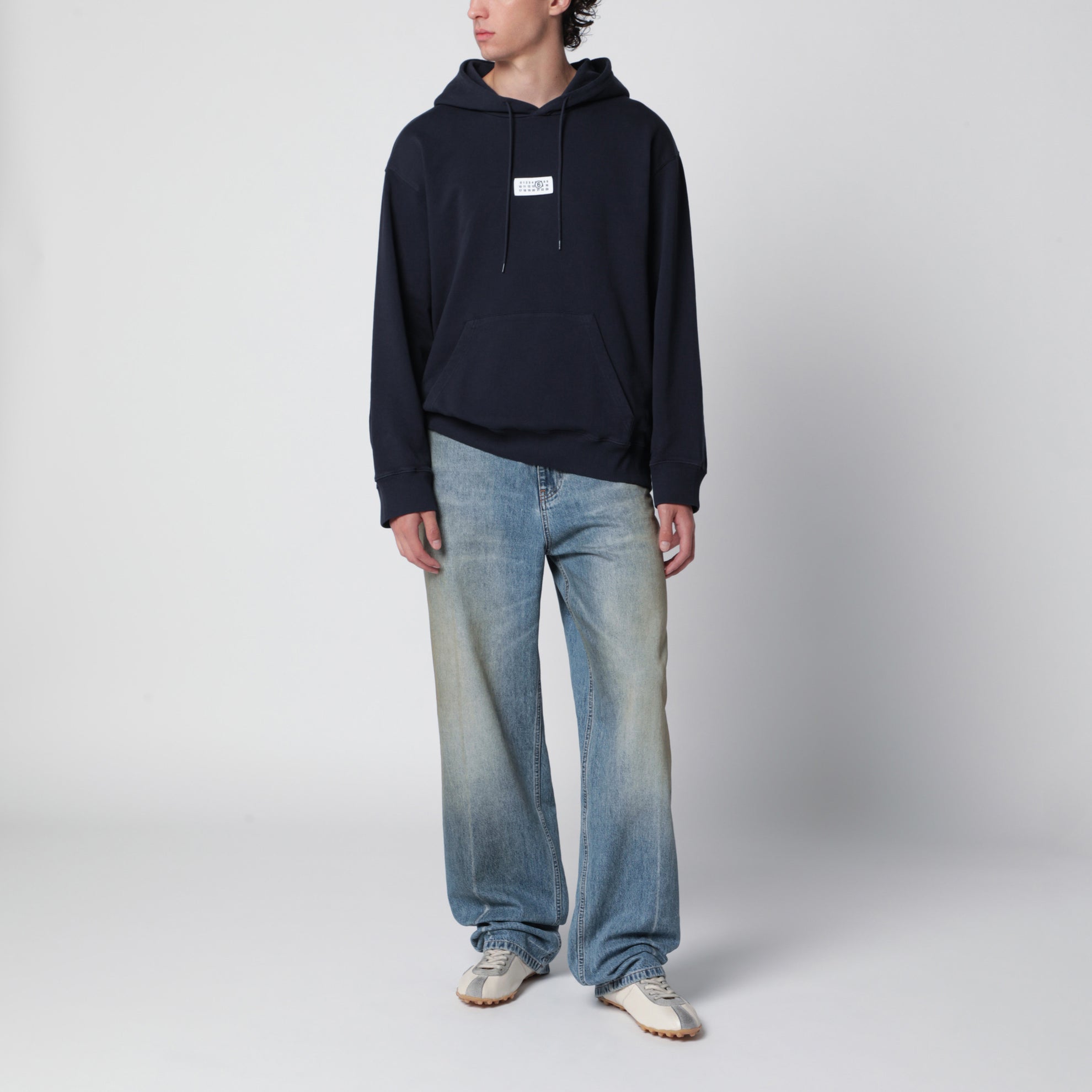 Kapuzenpullover aus Baumwolle in Marineblau