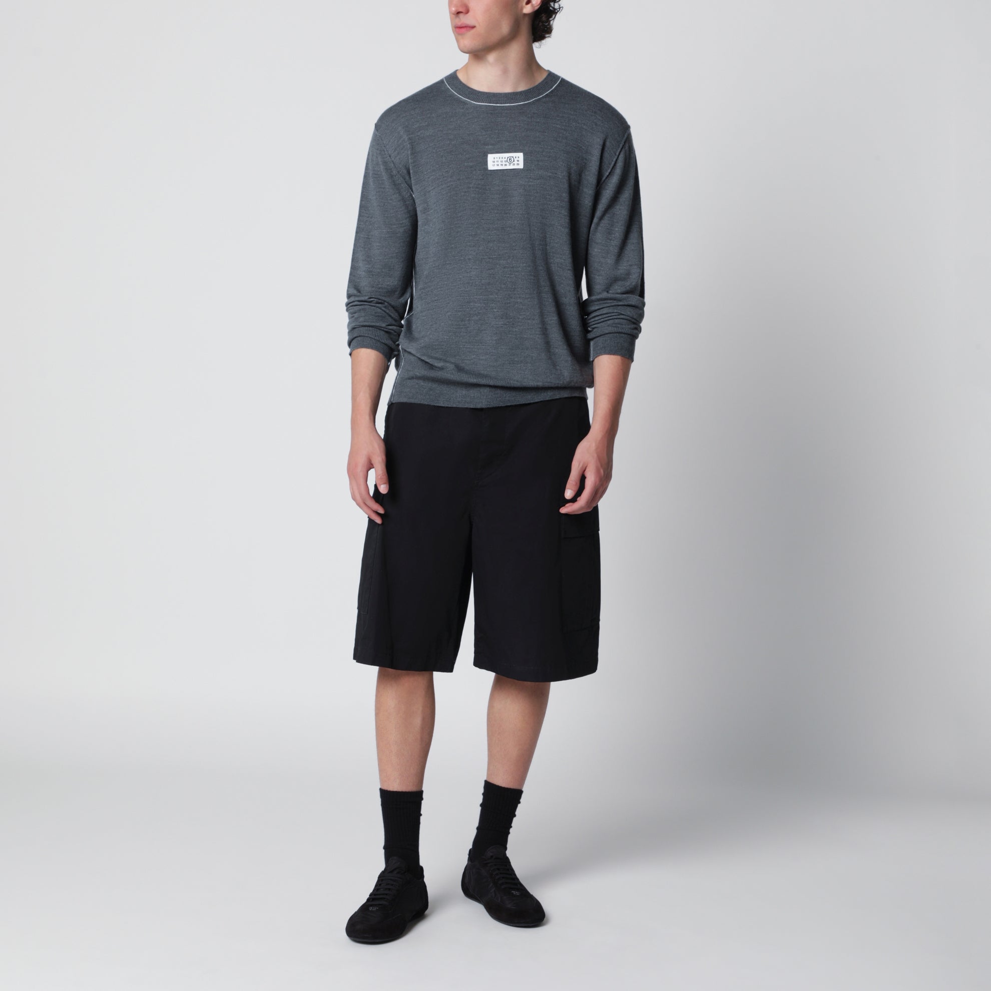 Maglia in lana grigia con logo Numeric