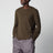 Crew-neck sweater in khaki/black wool blend
