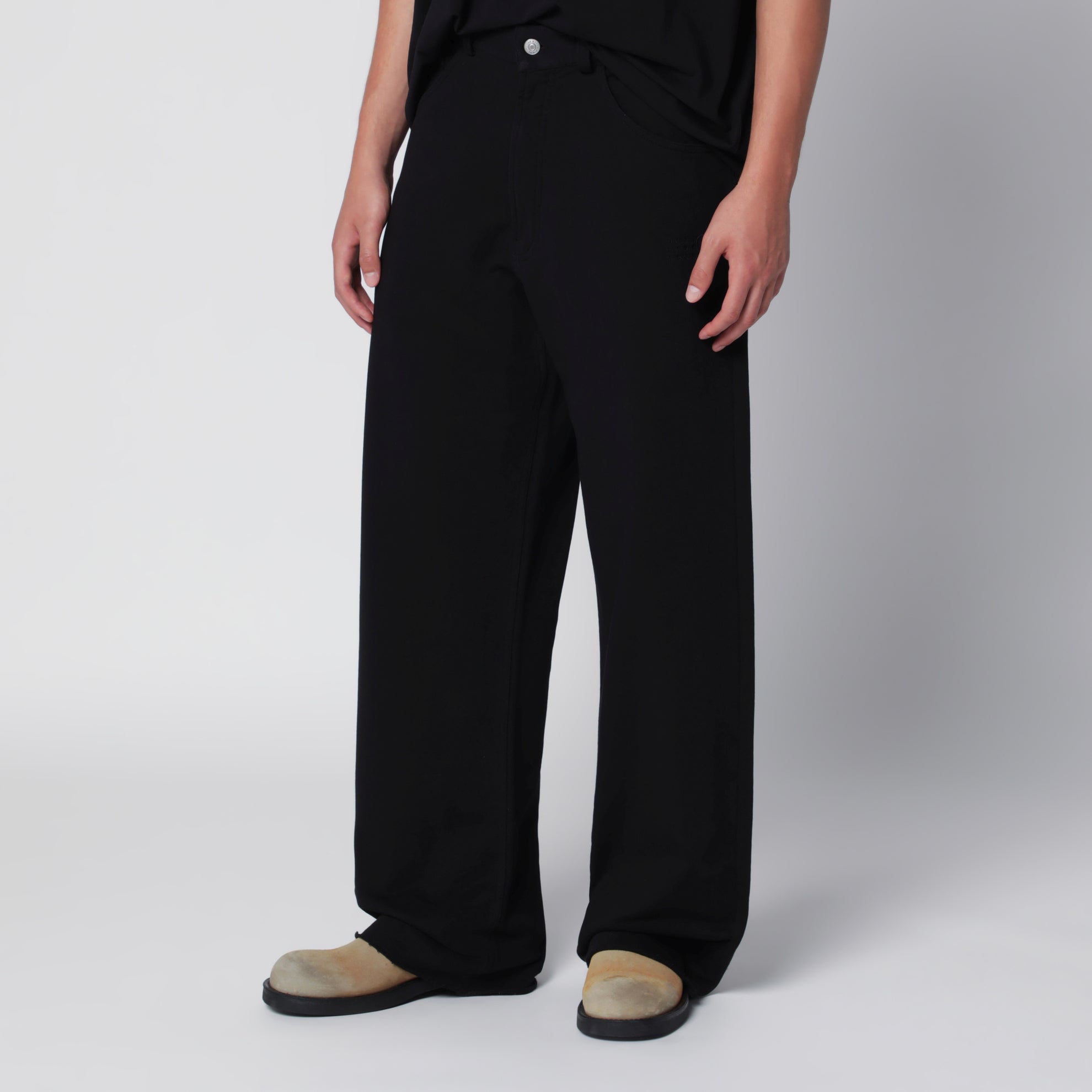 Pantaloni sportivi a gamba larga in cotone neri