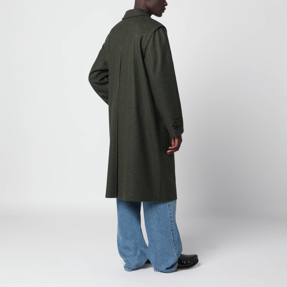 Alexander long green wool coat