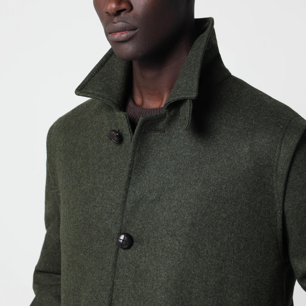 Alexander long green wool coat