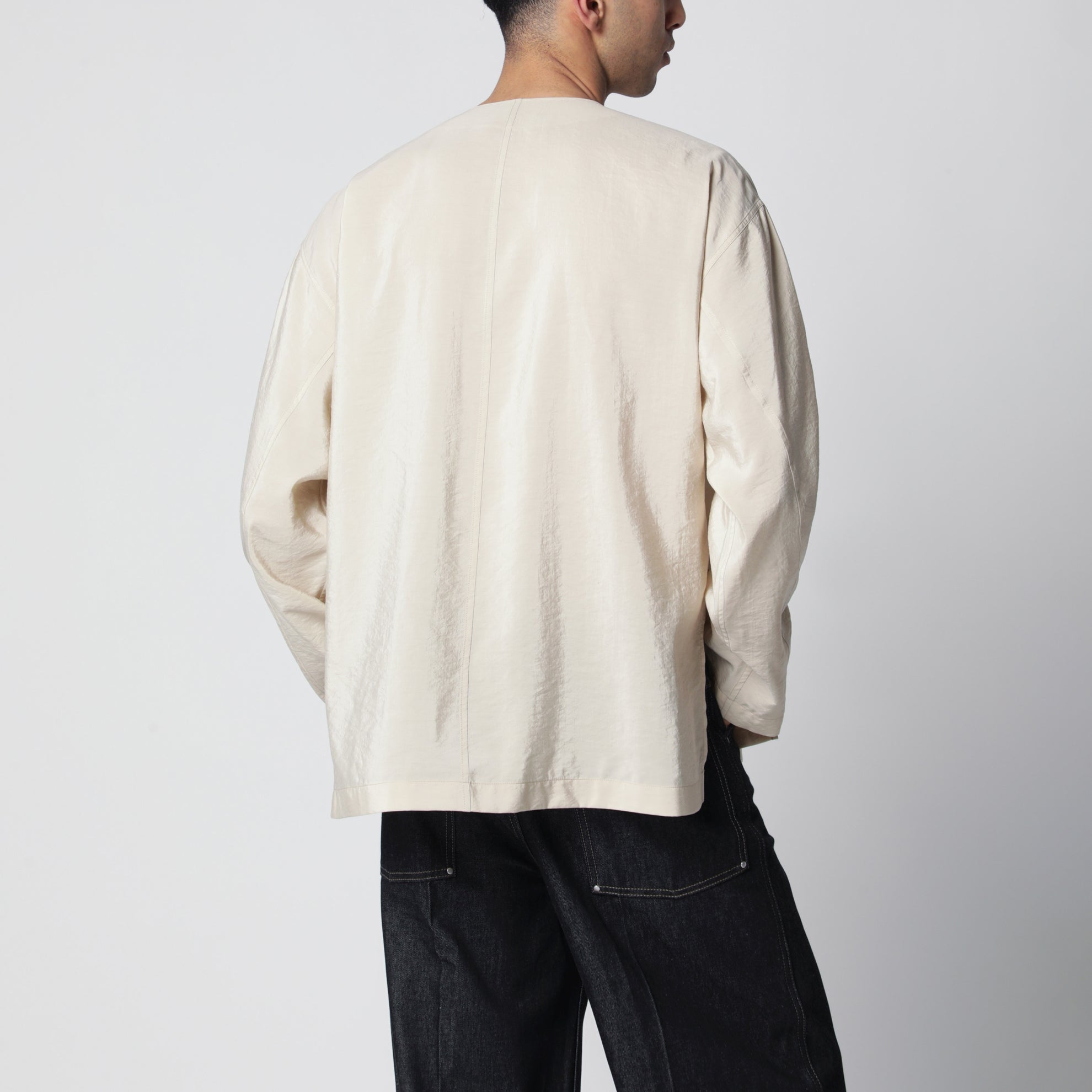 Chemise beige clair en mélange de soie