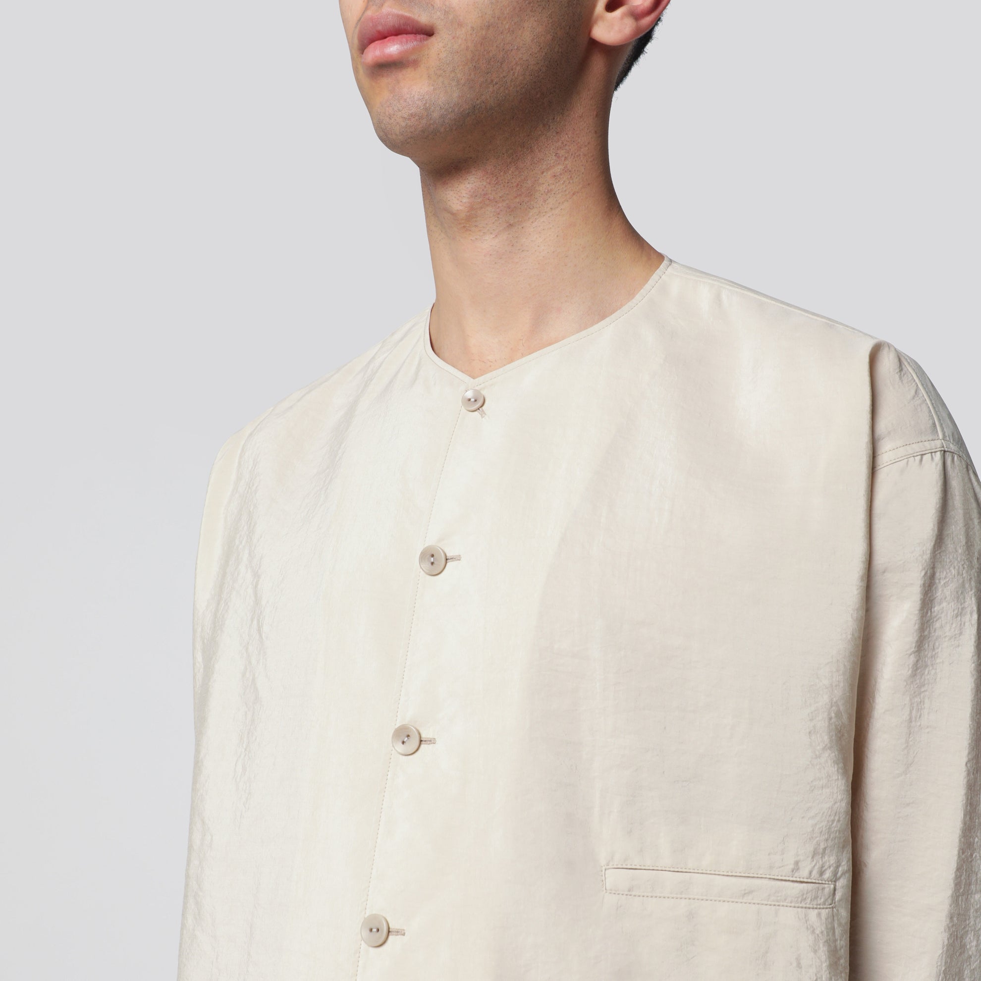 Chemise beige clair en mélange de soie