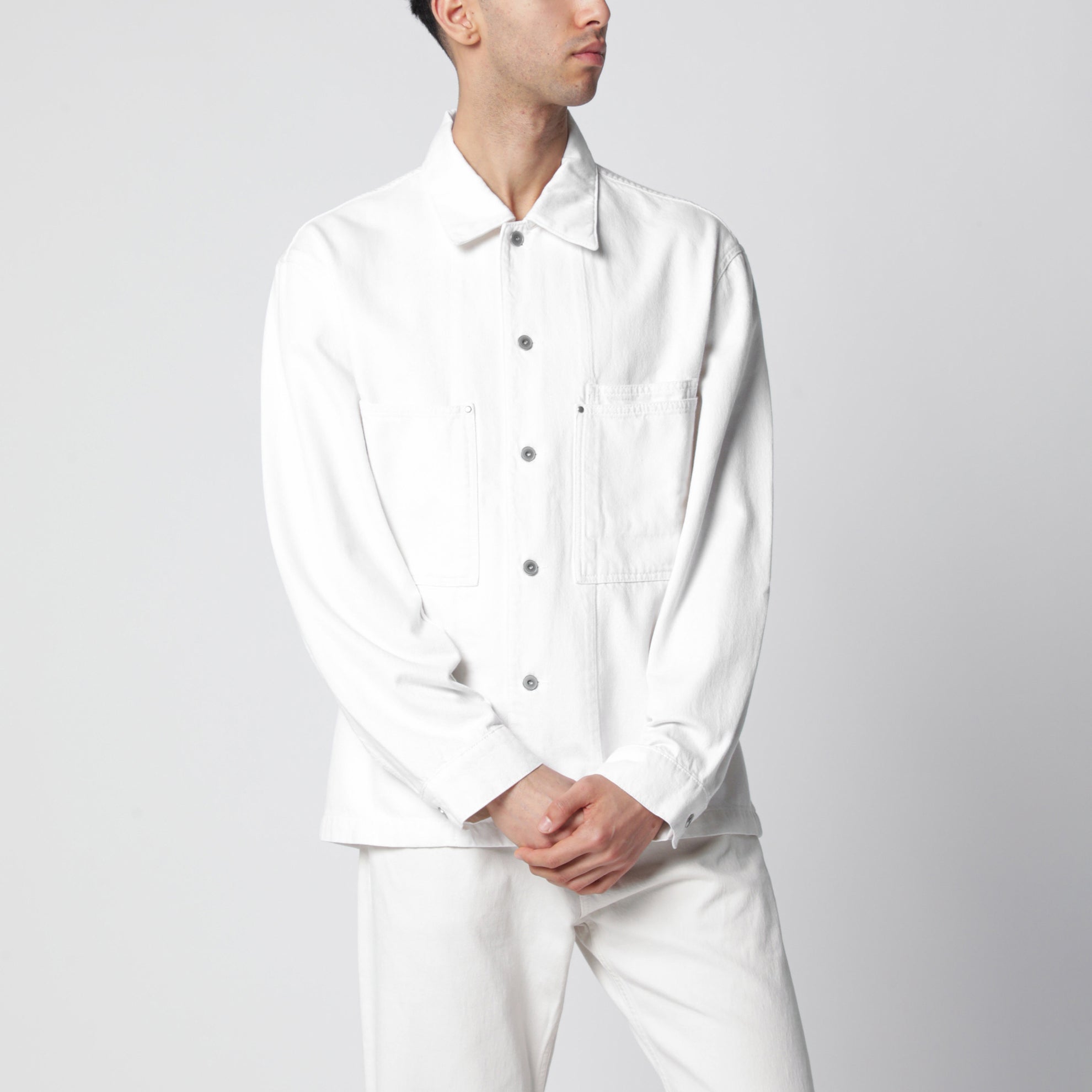 Veste-chemise blanche en denim