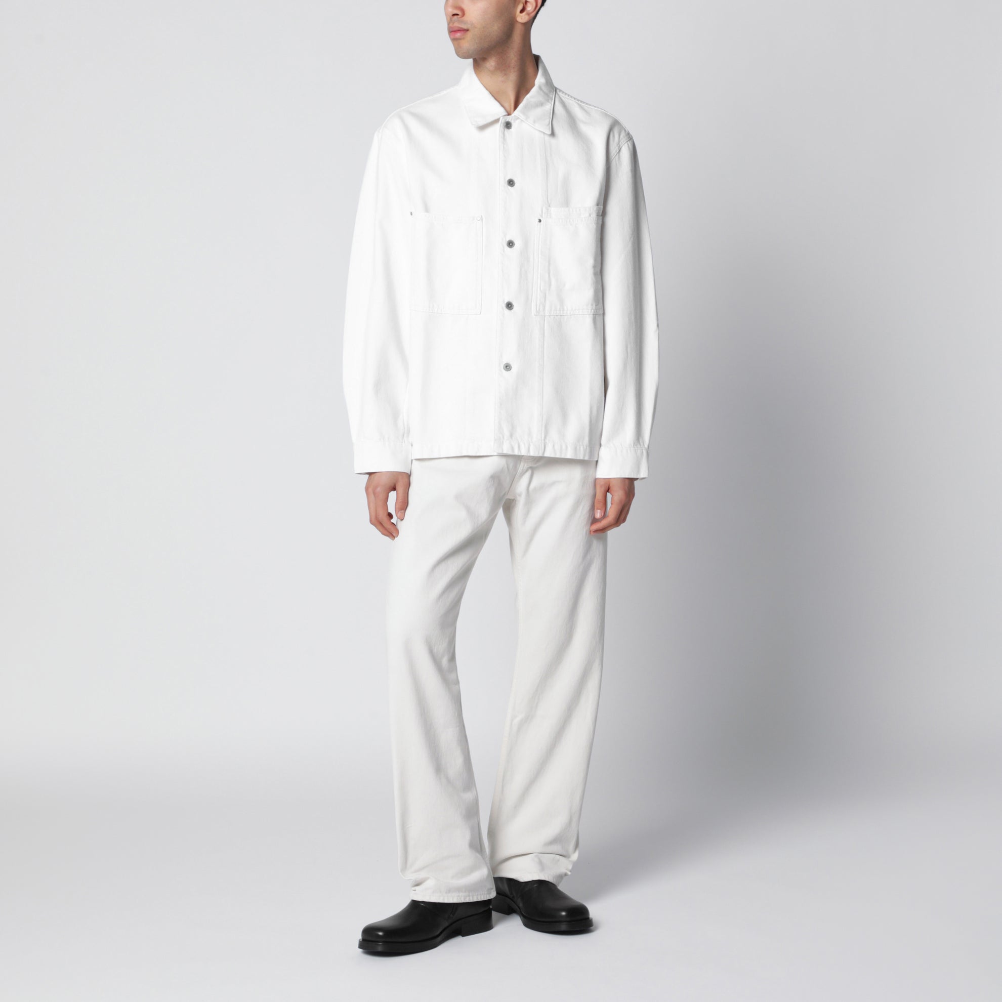 Veste-chemise blanche en denim