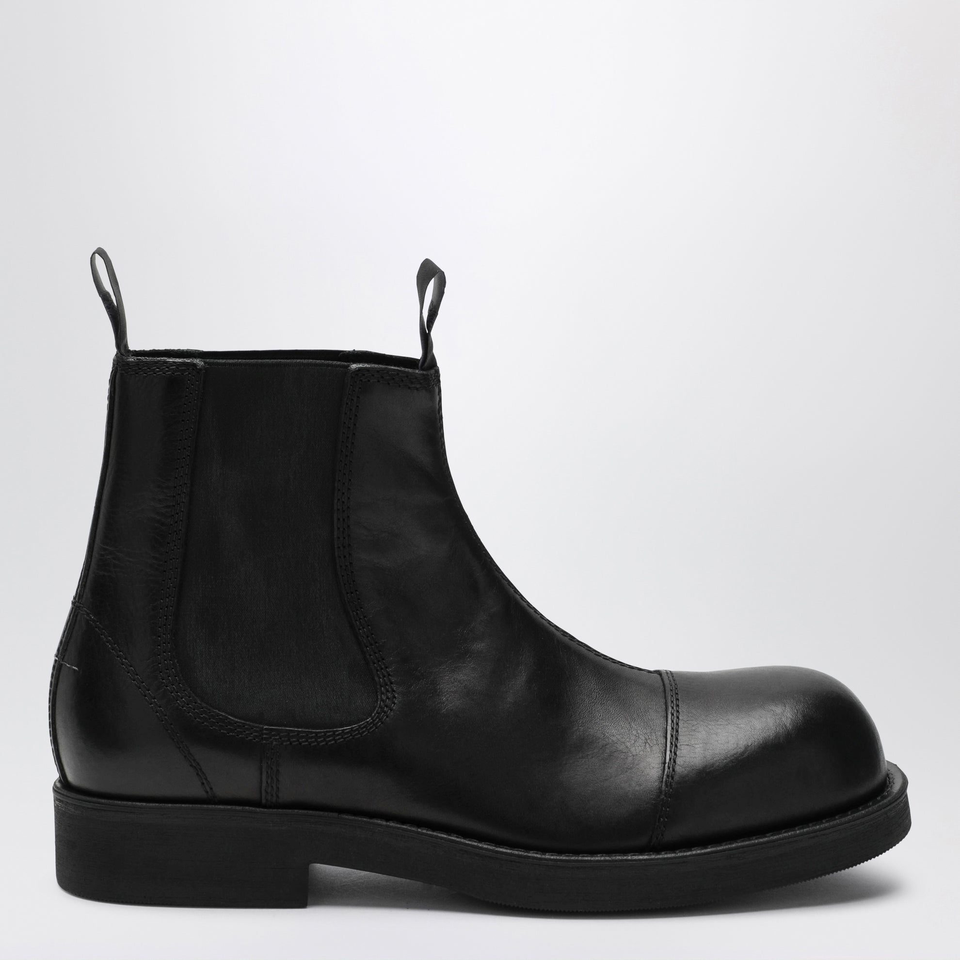Black leather Chelsea Biker boots