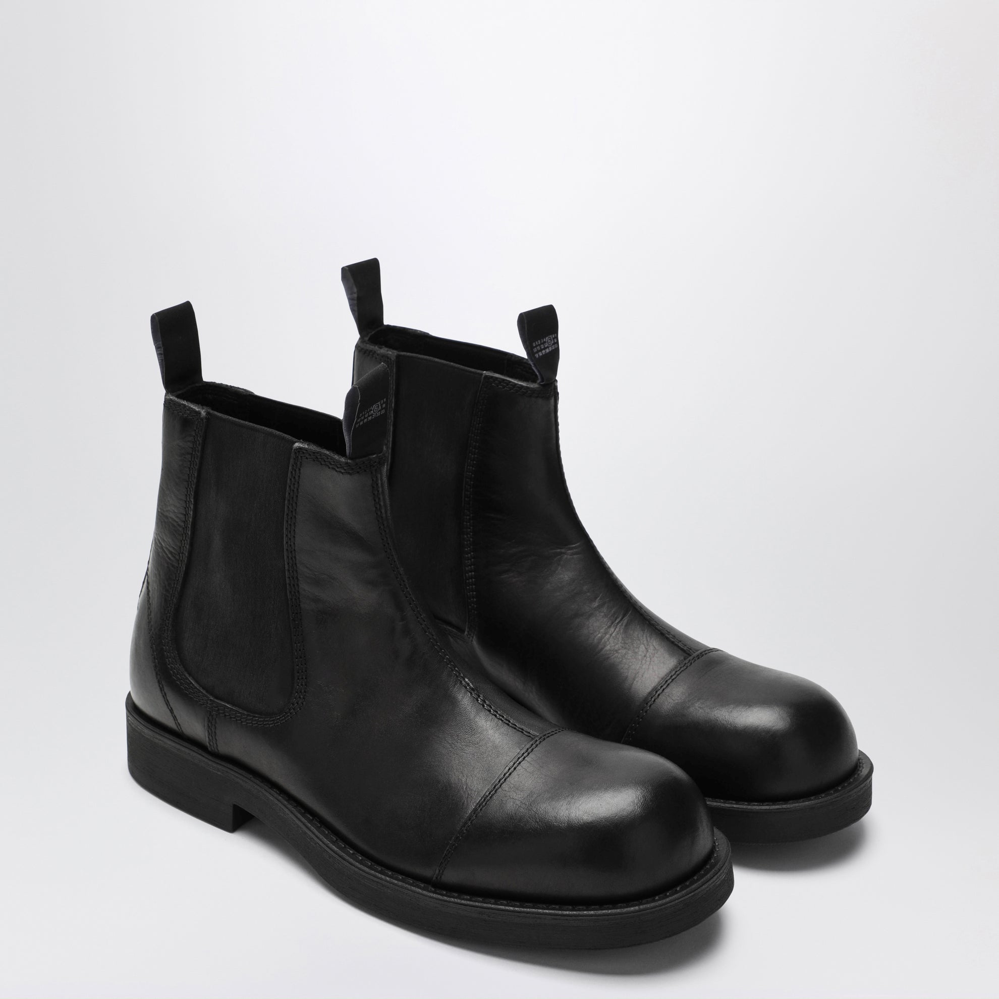 Black leather Chelsea Biker boots