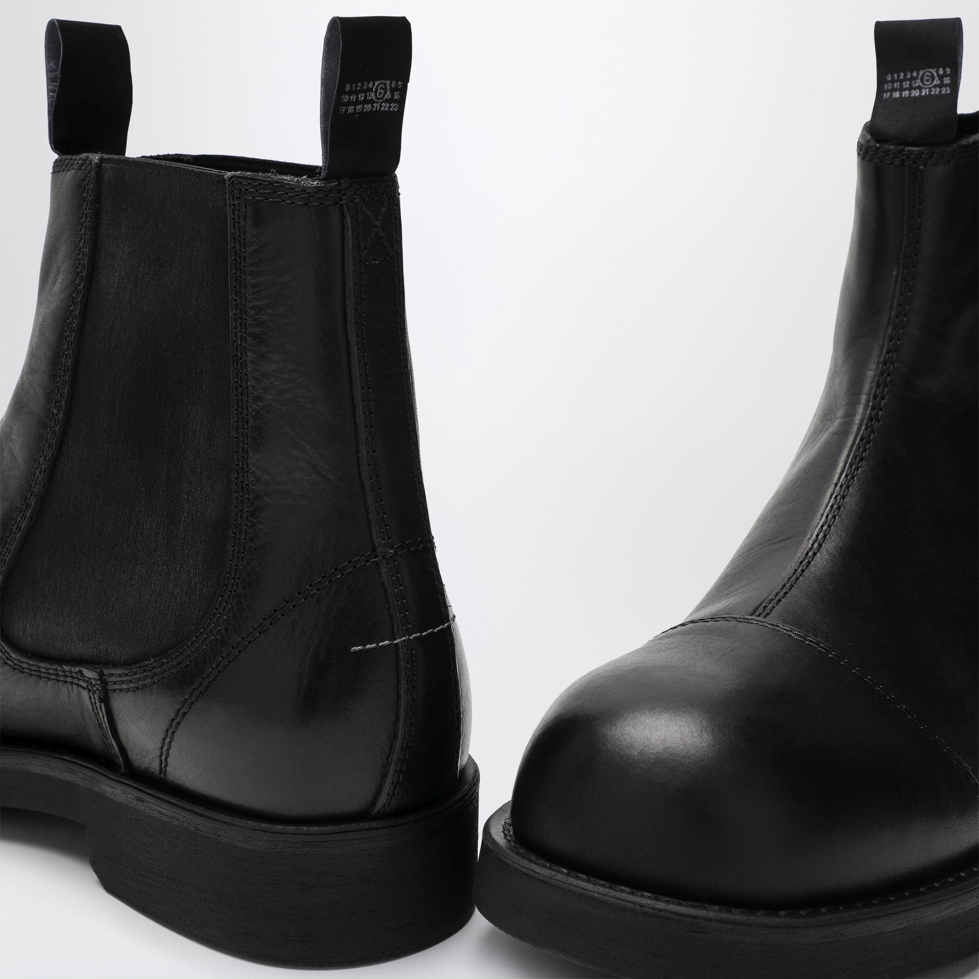 Black leather Chelsea Biker boots