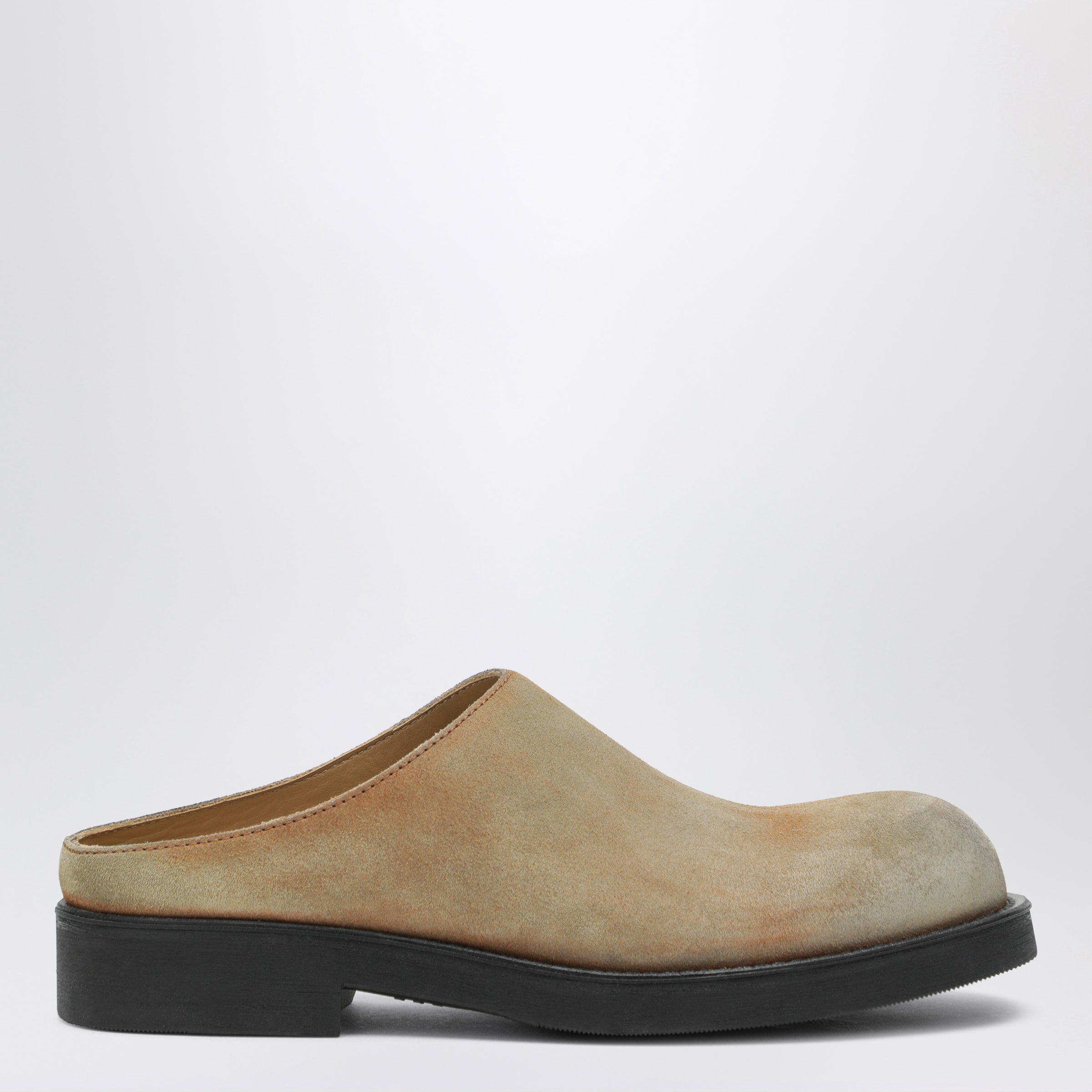 MM6 Maison Margiela Biker Mules in Beige Washed Suede | TheDoubleF