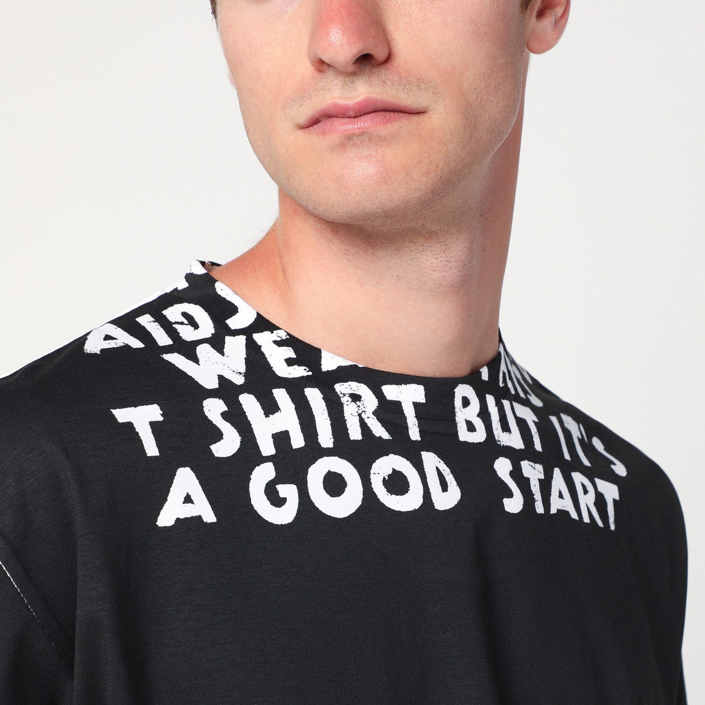 MM6 Maison Margiela White/black cotton AIDS T-shirt | TheDoubleF