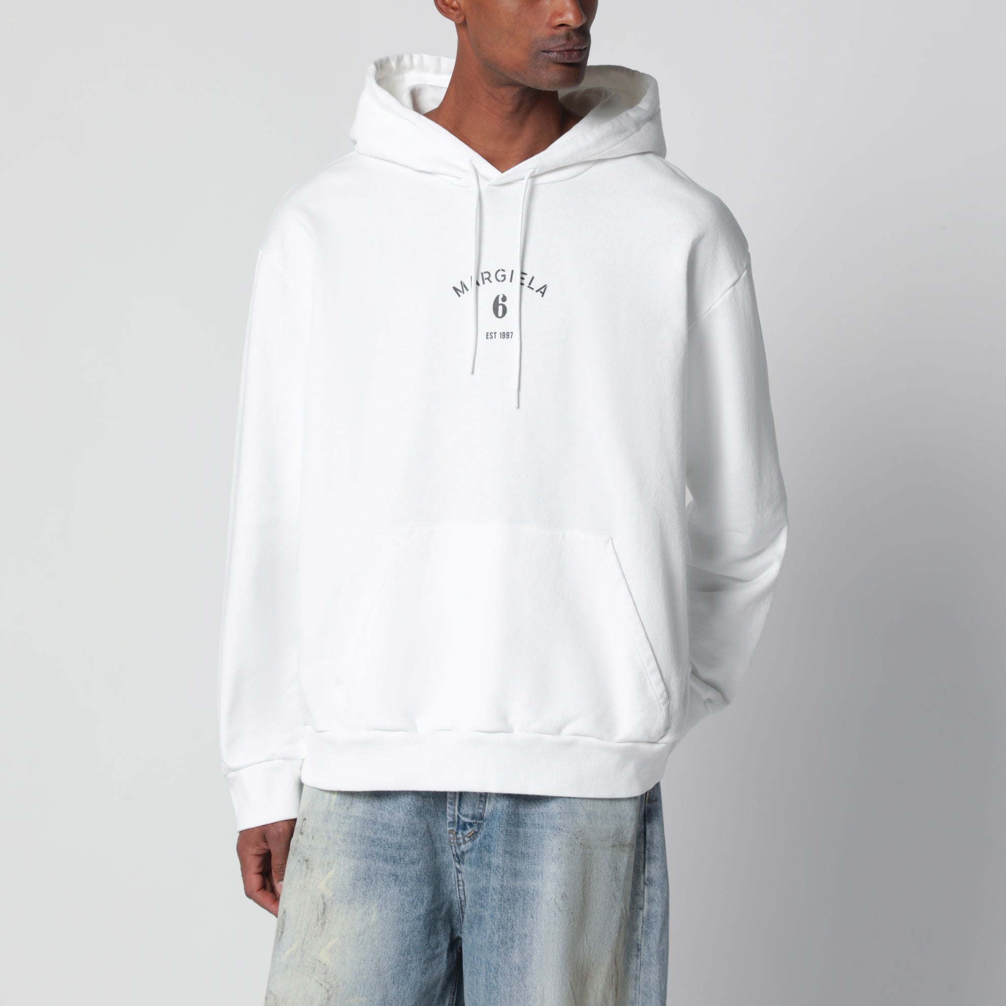 Sweat à capuche blanc en coton