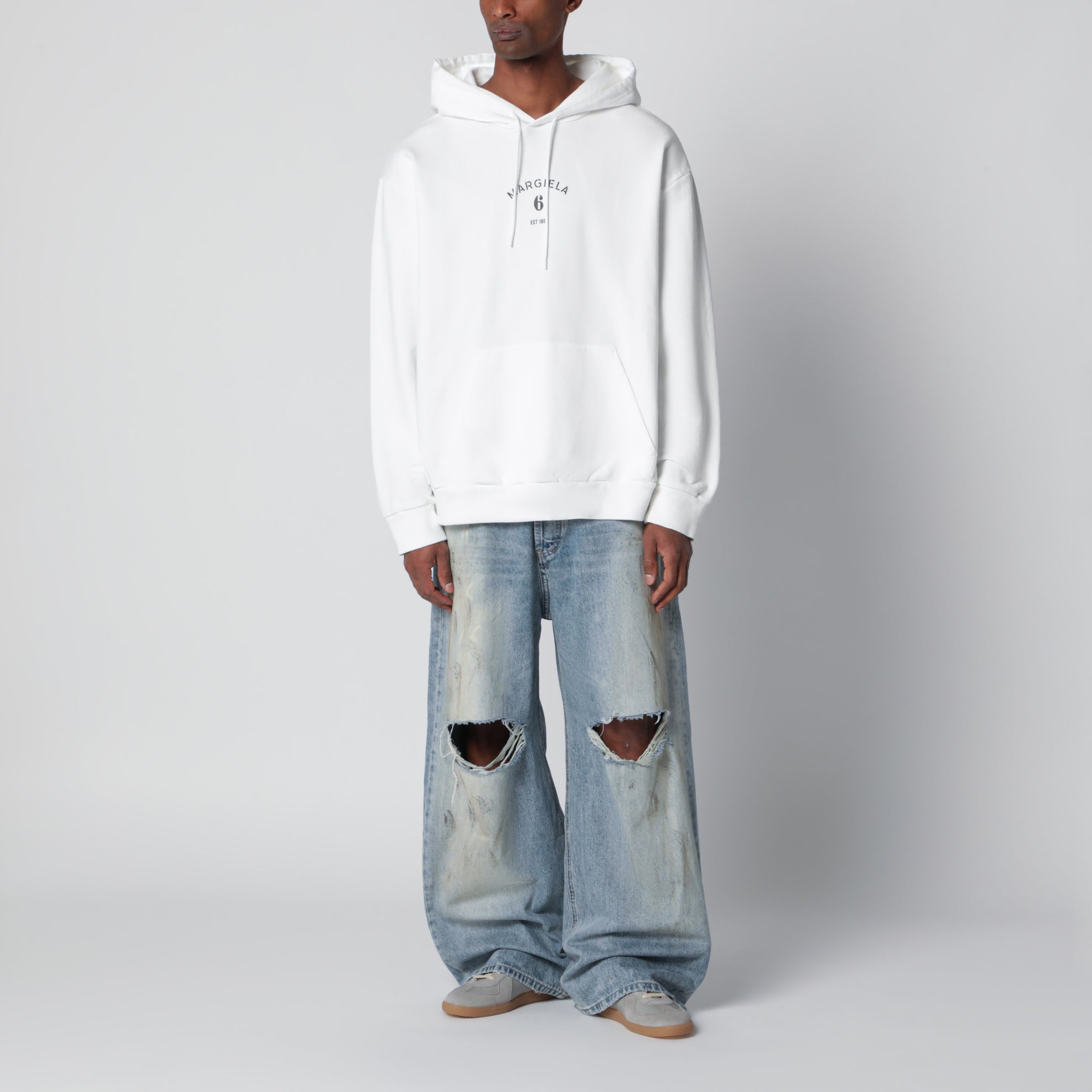 Sweat à capuche blanc en coton