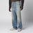 Mid-blue washed-effect denim jeans