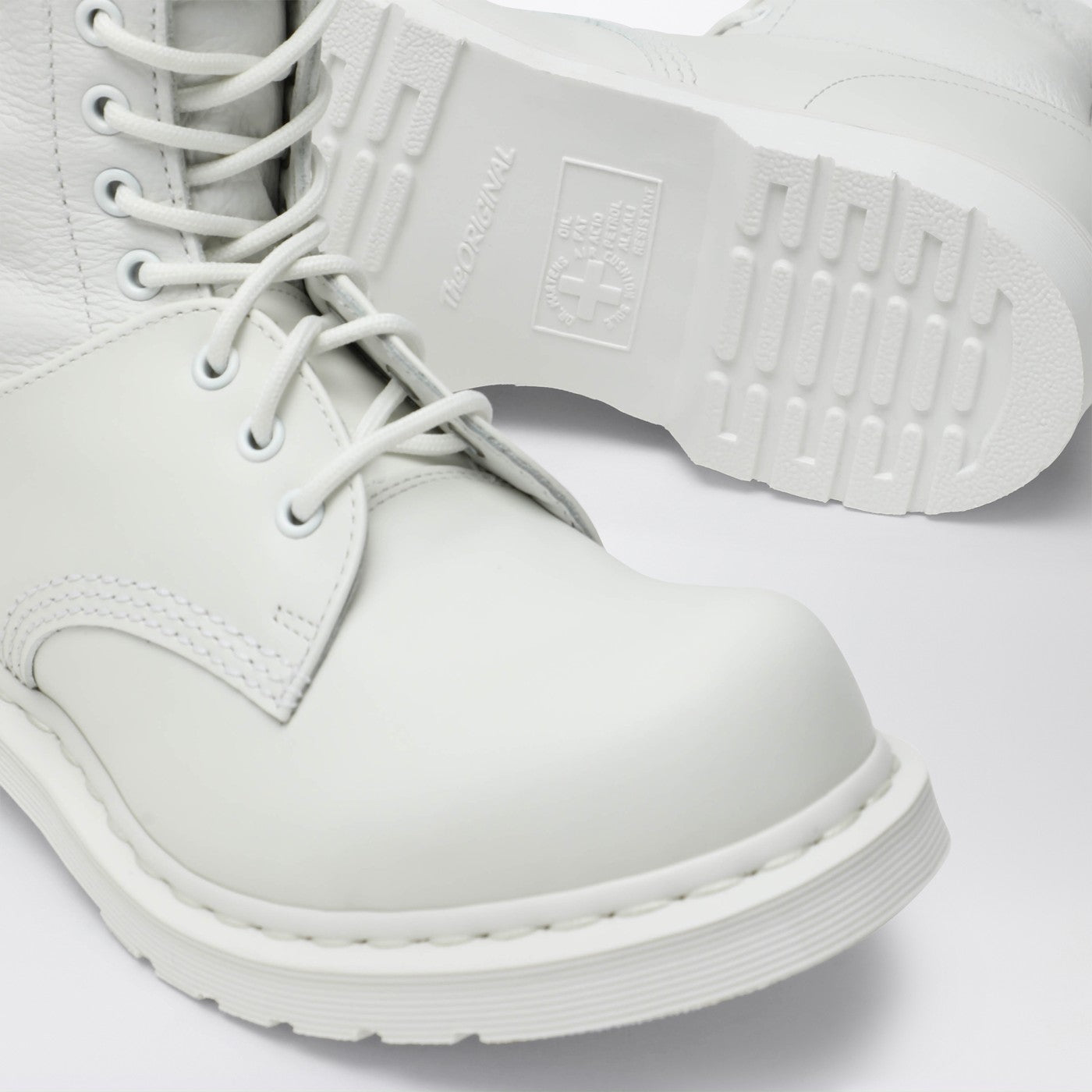 Stivale stringato bianco MM6 X Dr. Martens