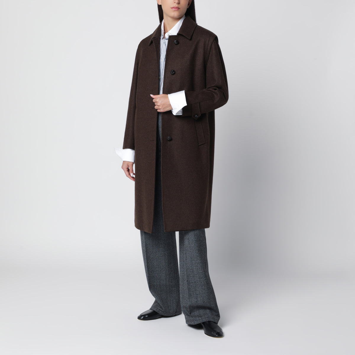 Manteau marron en laine