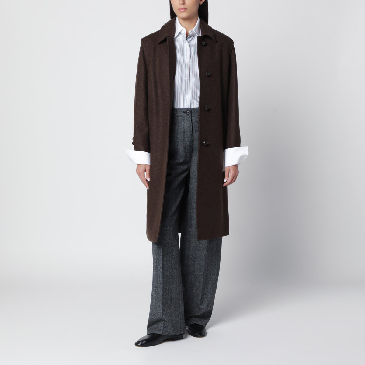 Manteau marron en laine
