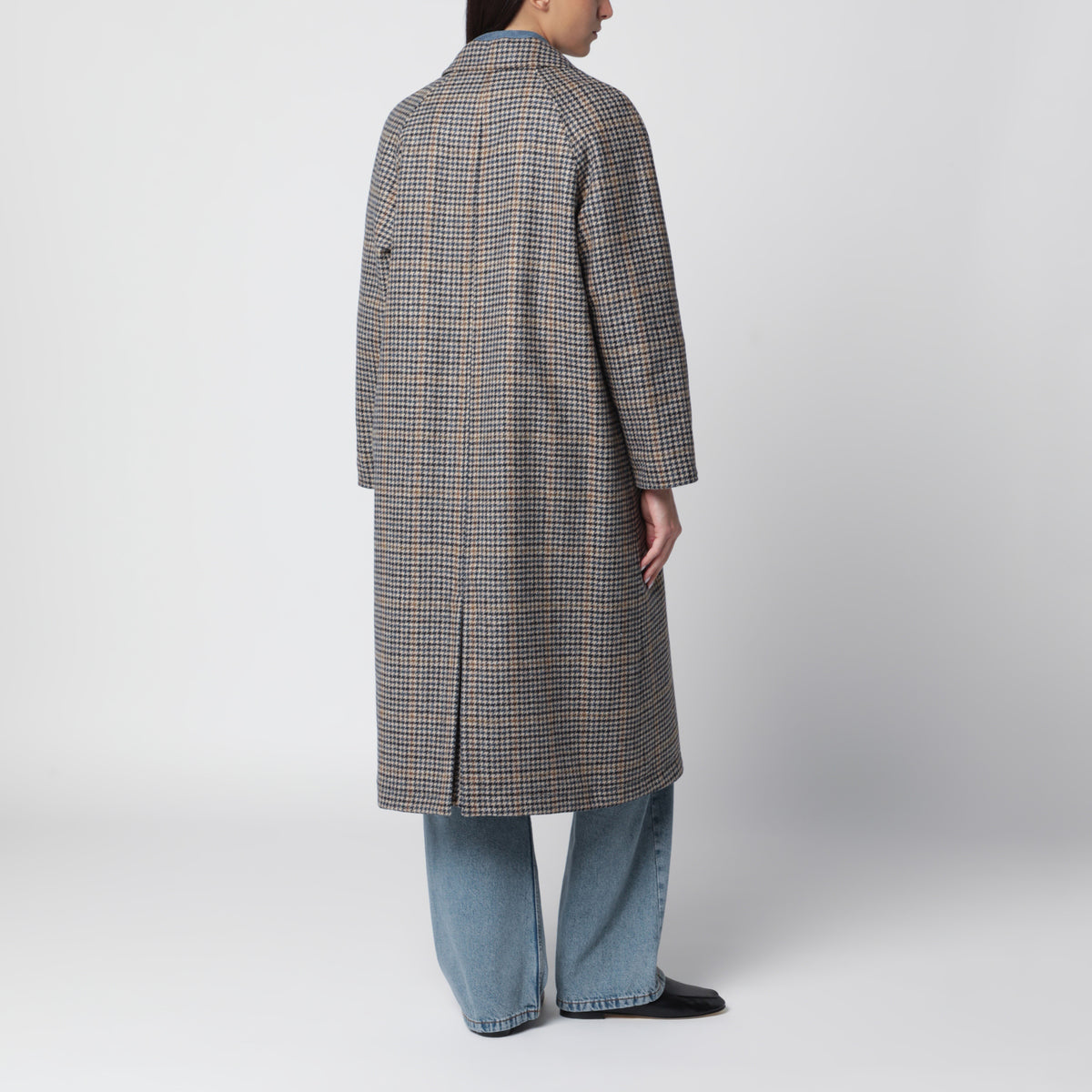 Cappotto reversibile blu/marrone in lana