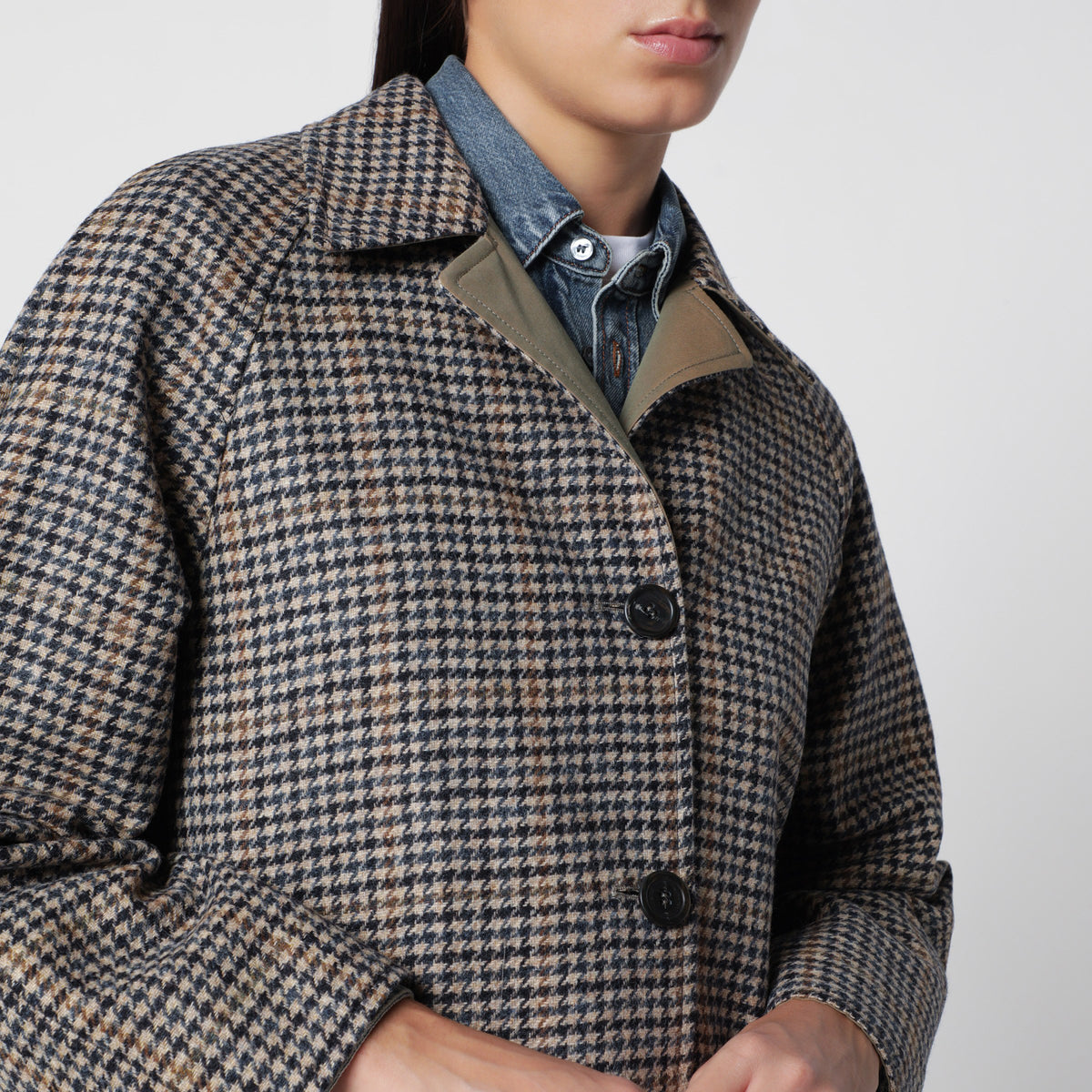 Cappotto reversibile blu/marrone in lana