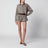 Beige checkered balloon shorts in a wool blend