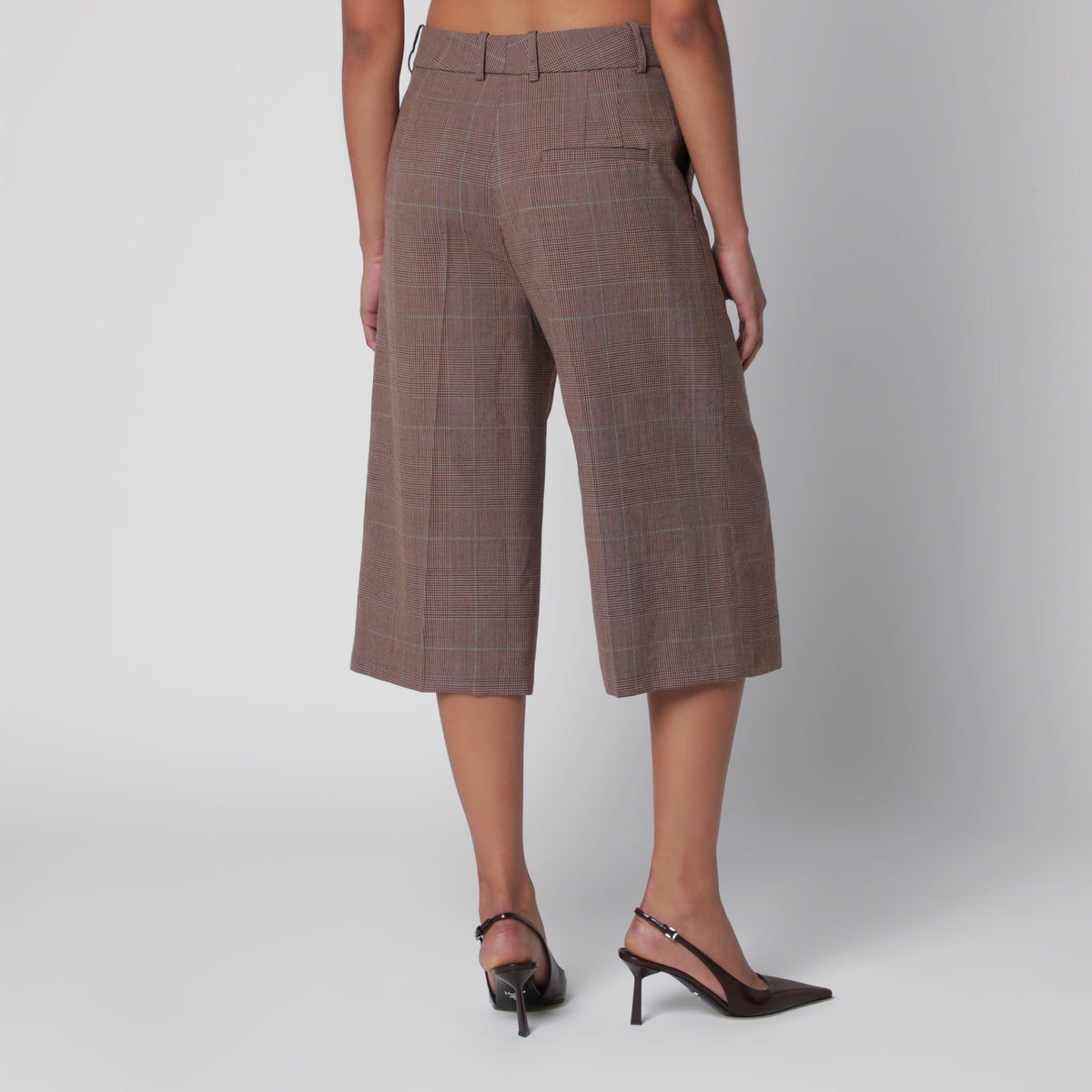 Brown Bermuda shorts in checked wool blend