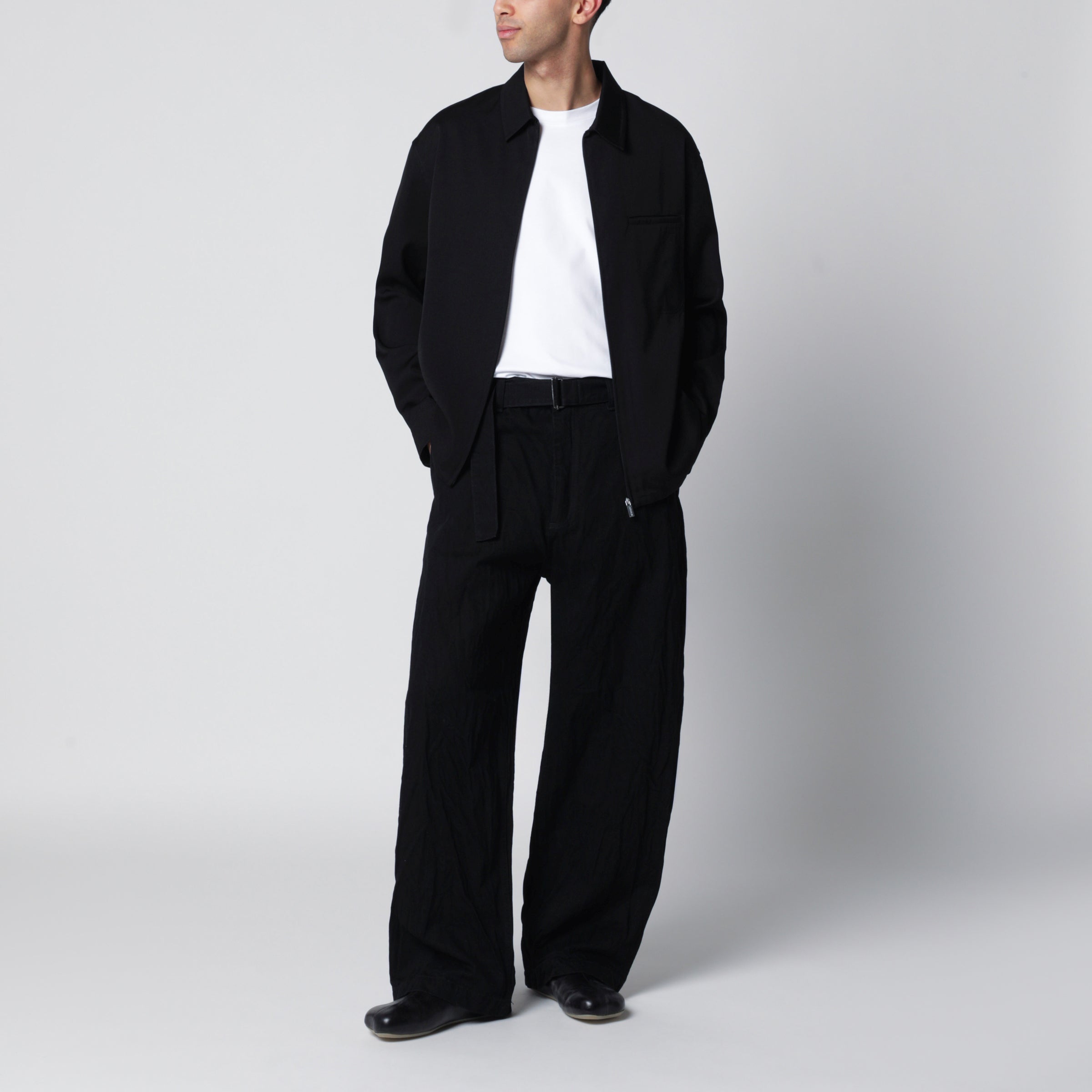 JACQUEMUS Mecano zip-up shirt in black wool | TheDoubleF