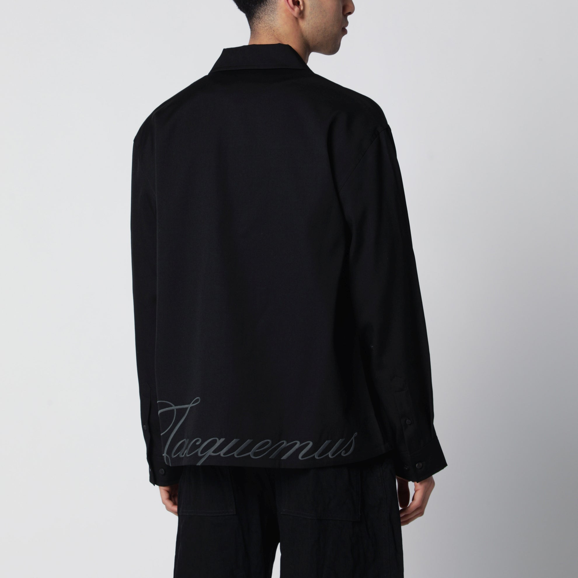 Camicia con zip Mecano nera in lana