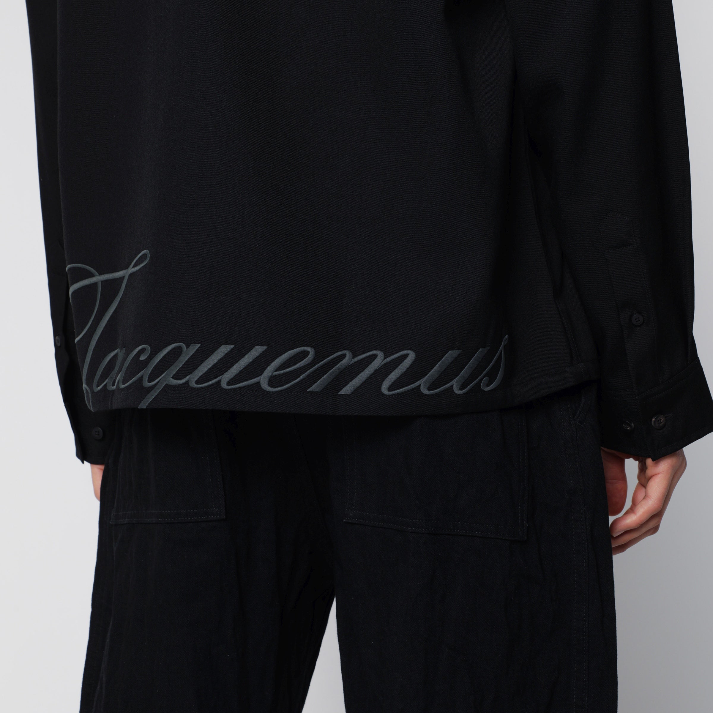 JACQUEMUS Mecano zip-up shirt in black wool | TheDoubleF