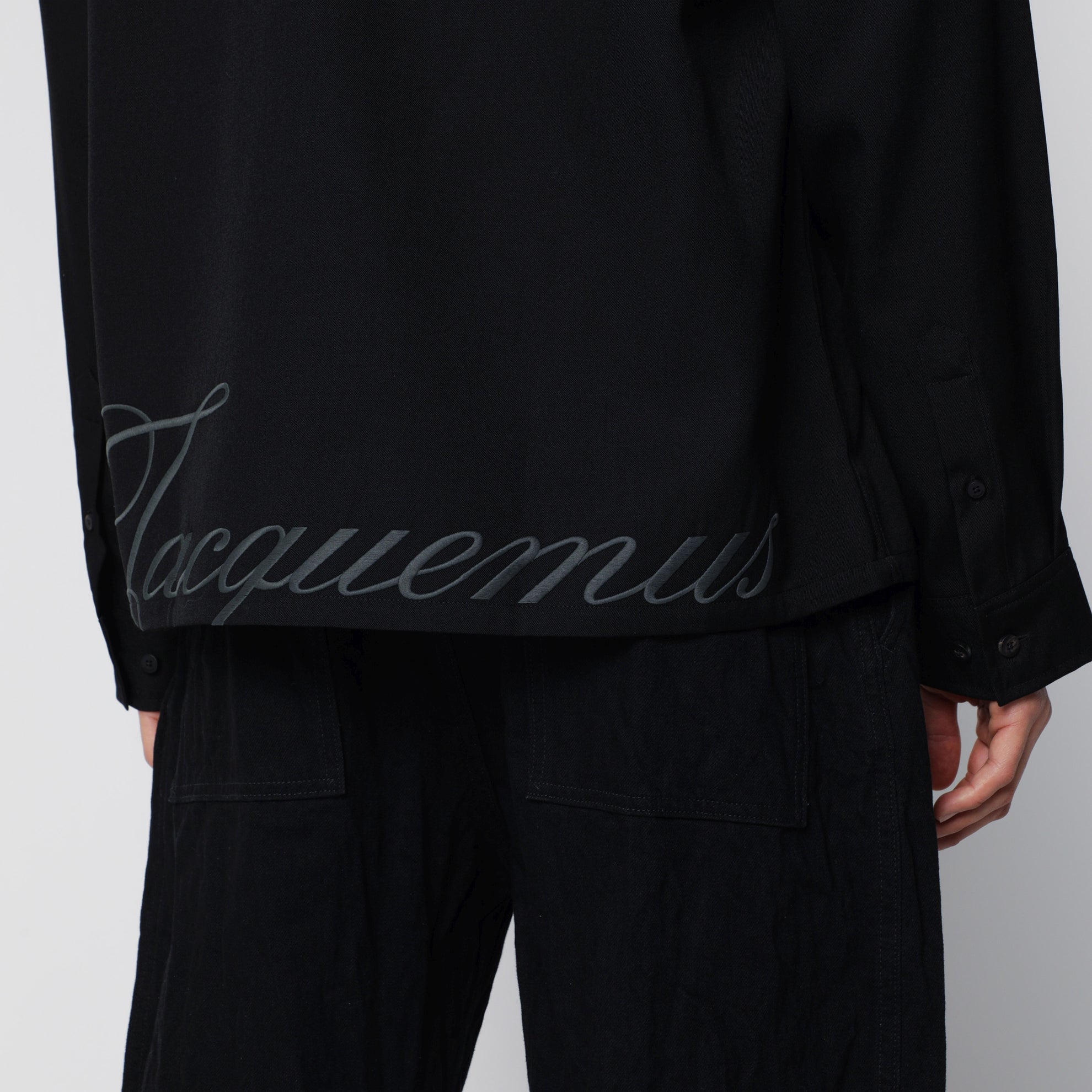 Camicia con zip Mecano nera in lana