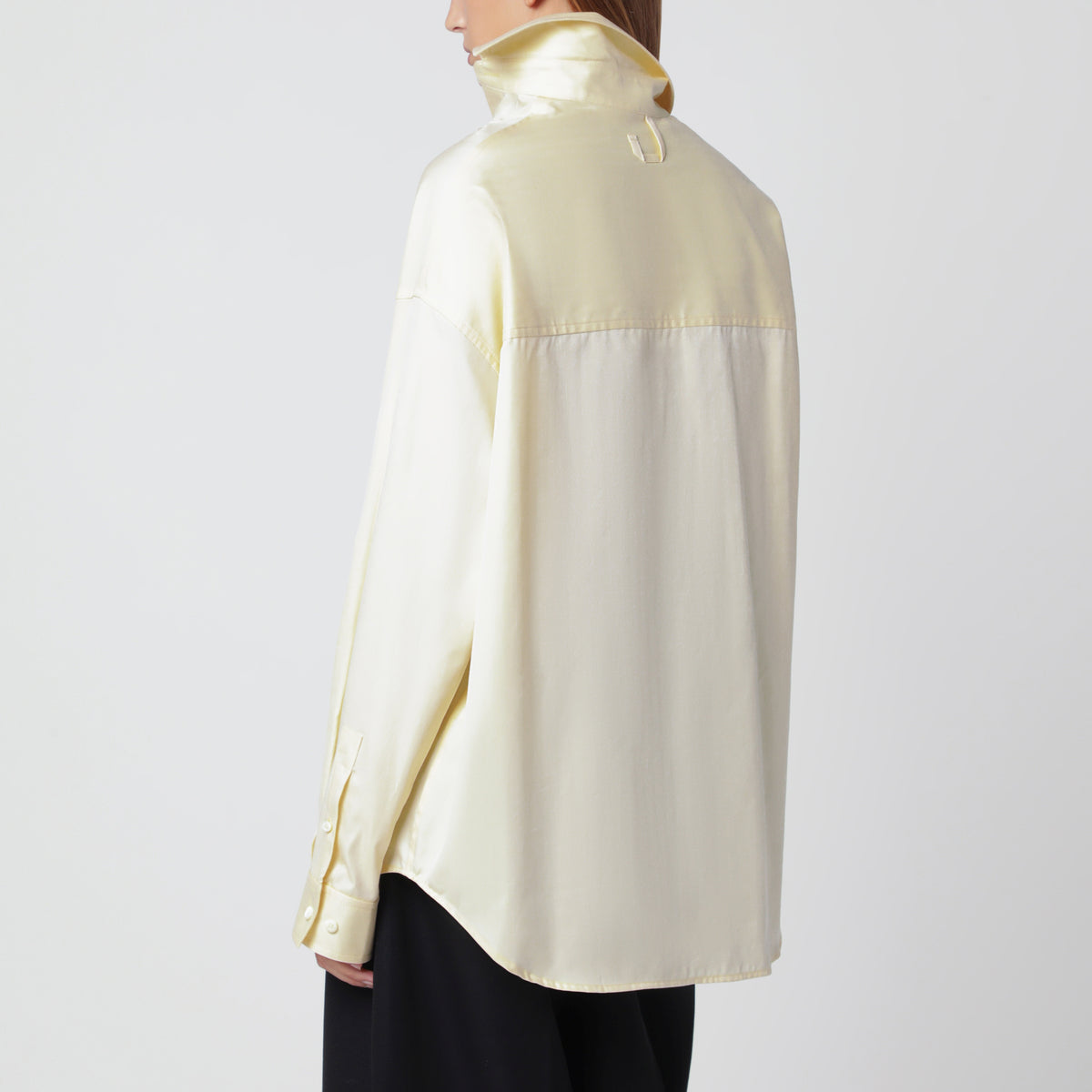 Light yellow asymmetric cotton shirt