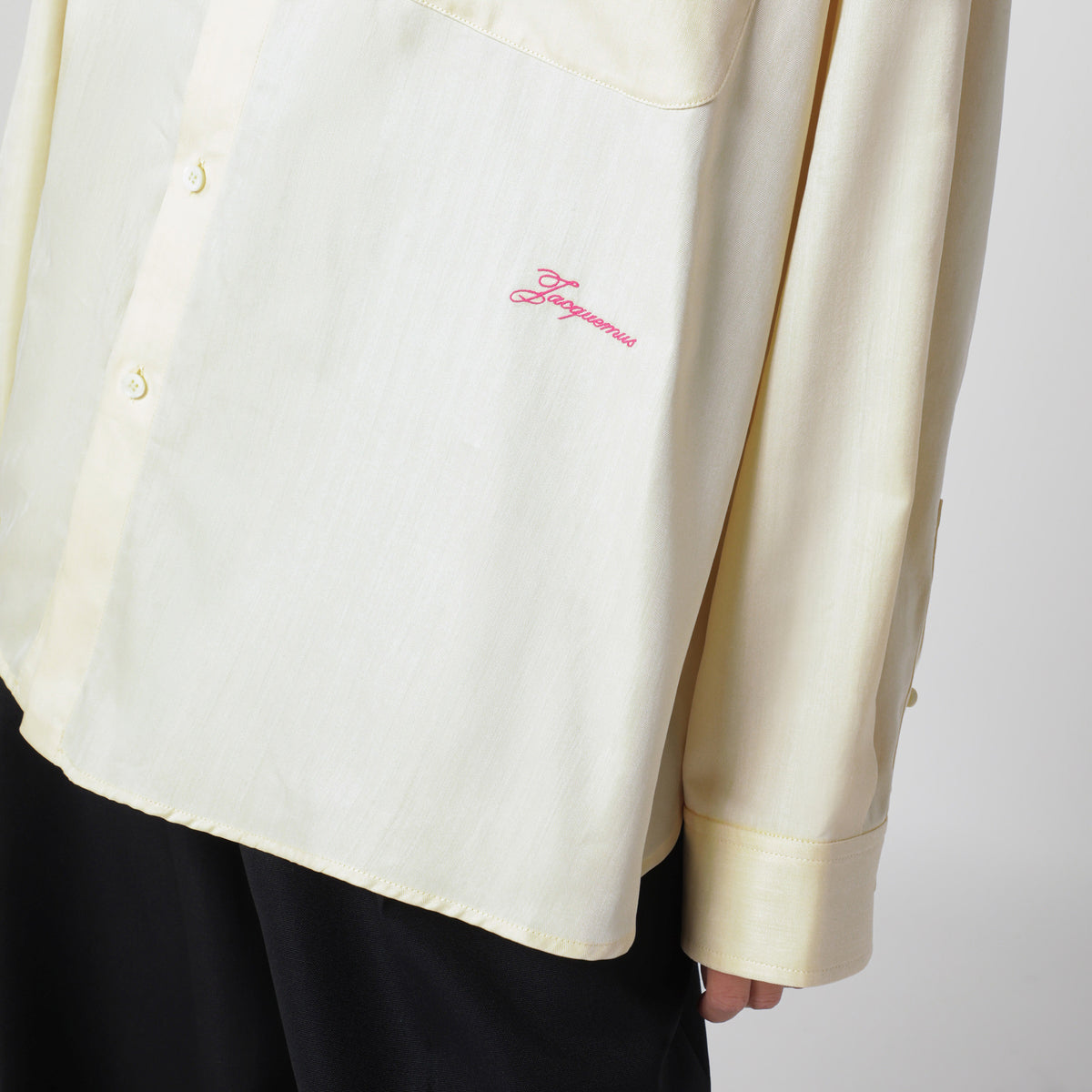 Light yellow asymmetric cotton shirt