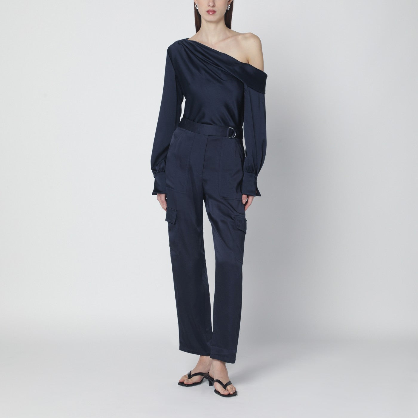 Alice blouse in midnight blue shiny satin